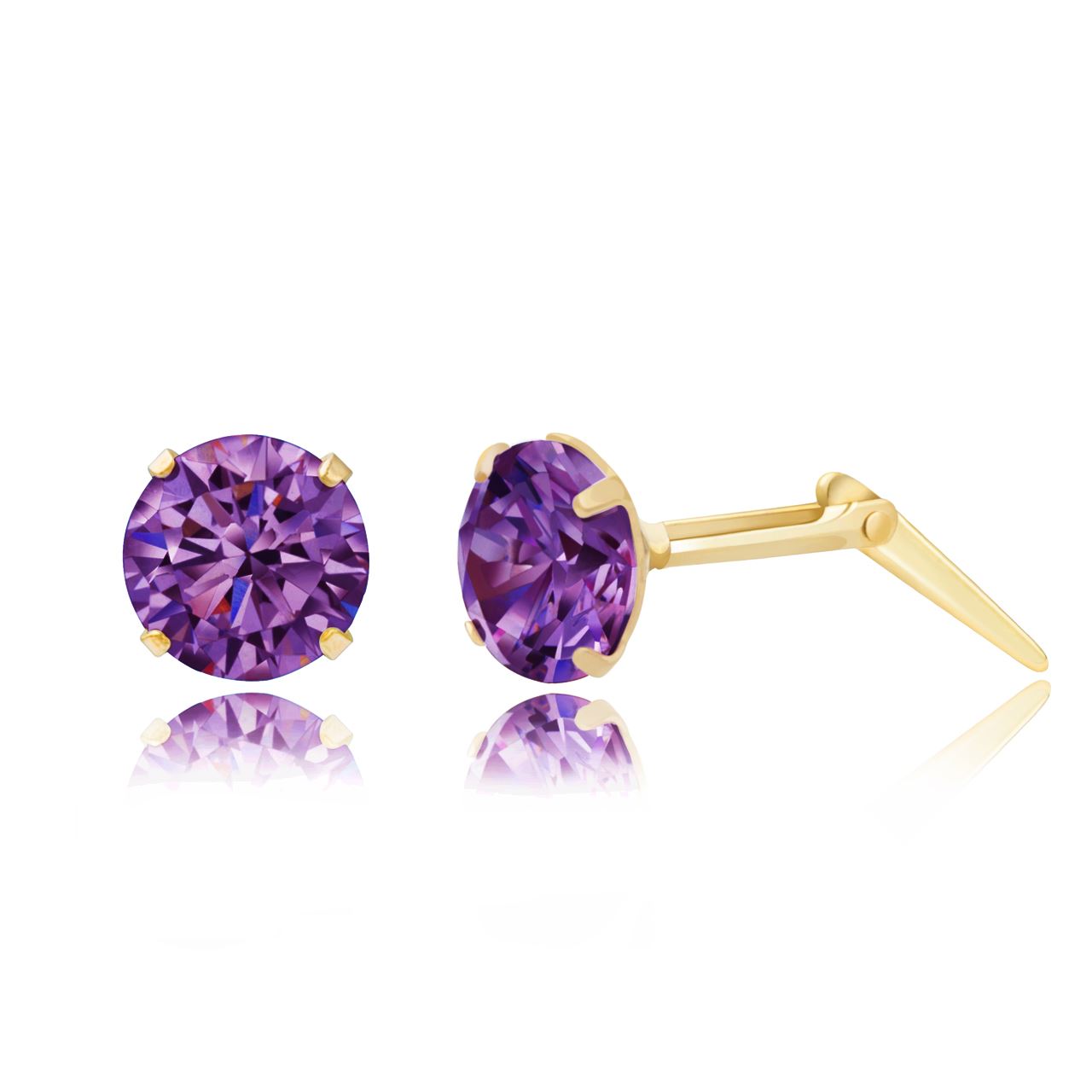 2-5mm Silver/9ct Gold Round Amethyst Crystal Andralok Stud EarringsSPEND AND SAV - Picture 12 of 22