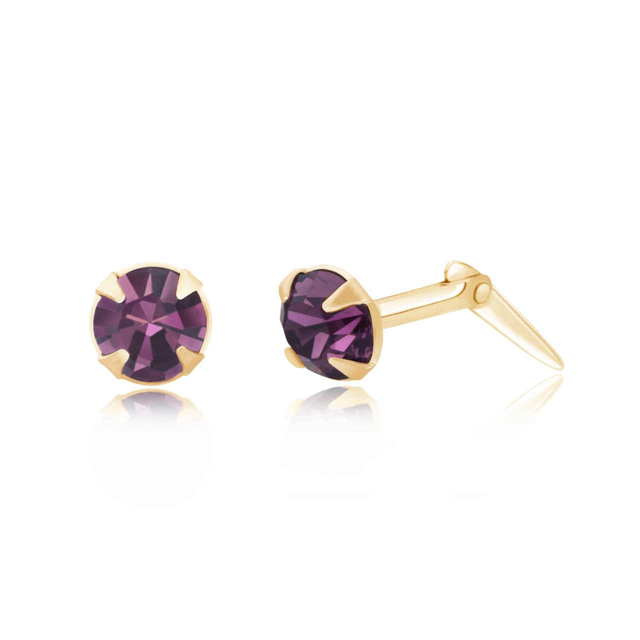 2-5mm Silver/9ct Gold Round Amethyst Crystal Andralok Stud EarringsSPEND AND SAV - Picture 8 of 22