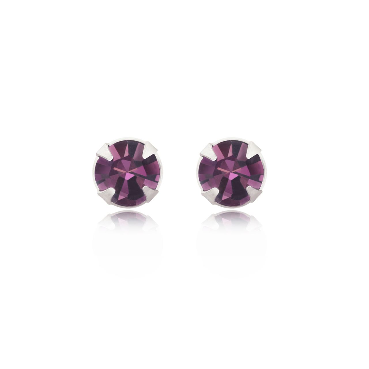 2-5mm Silver/9ct Gold Round Amethyst Crystal Andralok Stud EarringsSPEND AND SAV - Picture 15 of 22