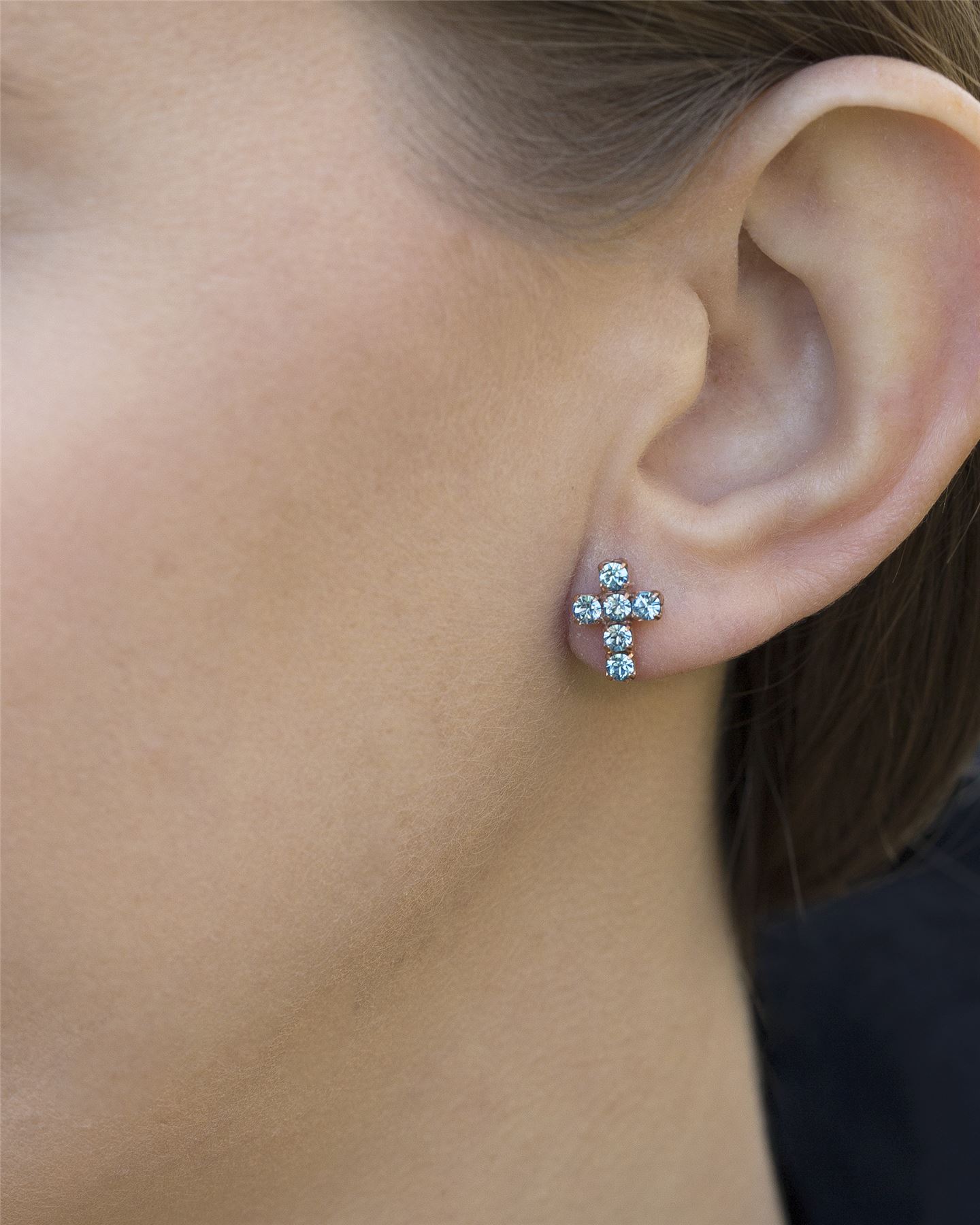 Aqua Swarovski crystal cross stud earrings - Foto 7 di 20
