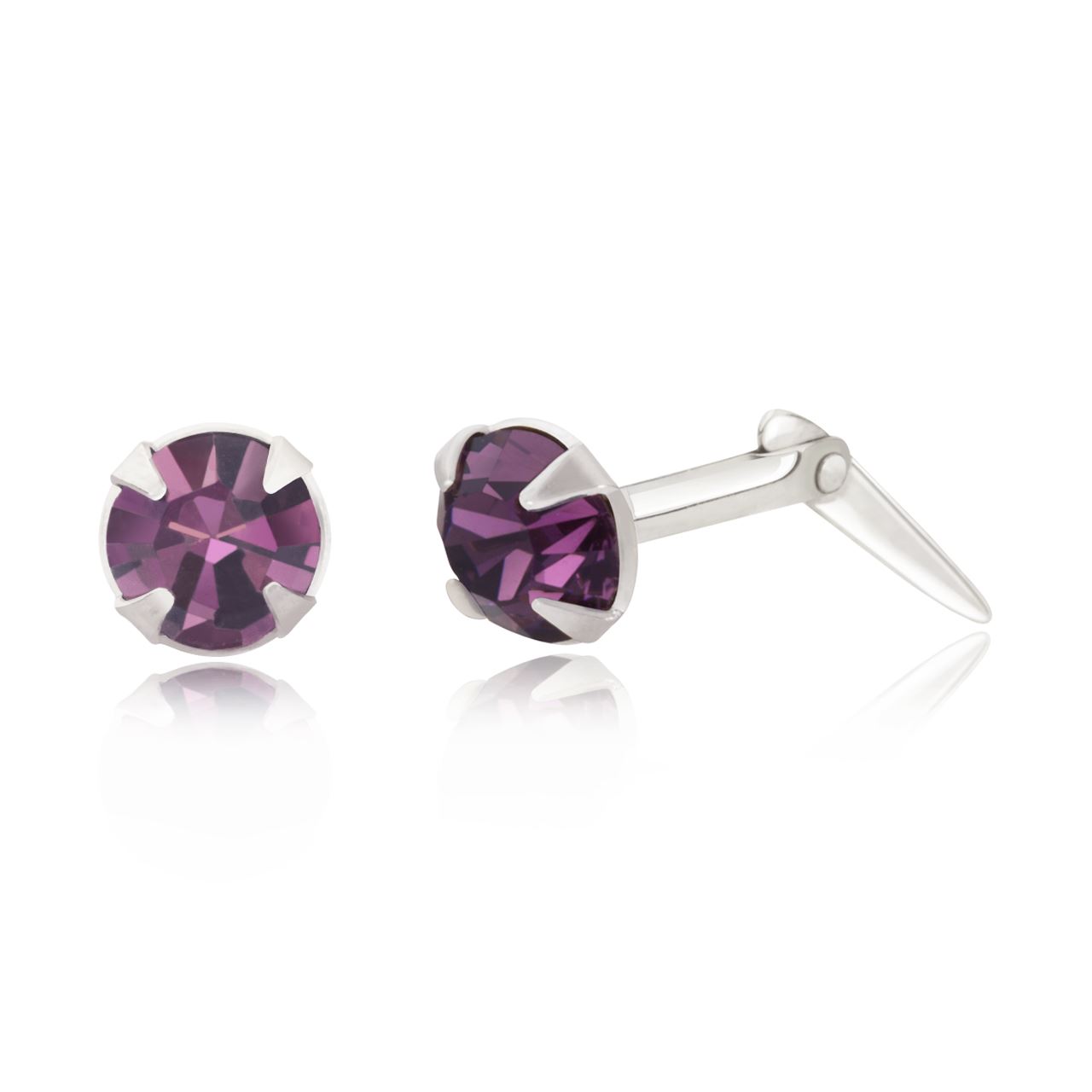 2-5mm Silver/9ct Gold Round Amethyst Crystal Andralok Stud EarringsSPEND AND SAV - Picture 16 of 22