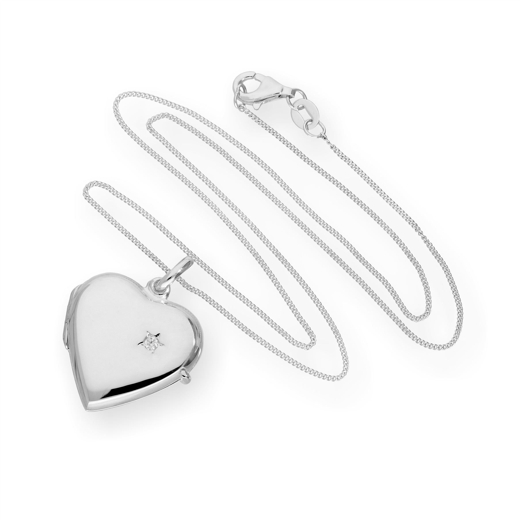 Sterlingsilber & CZ Kristall Gravierbares Herzmedaillon an Kette 40,6 cm - 55,8 - Bild 41 von 45