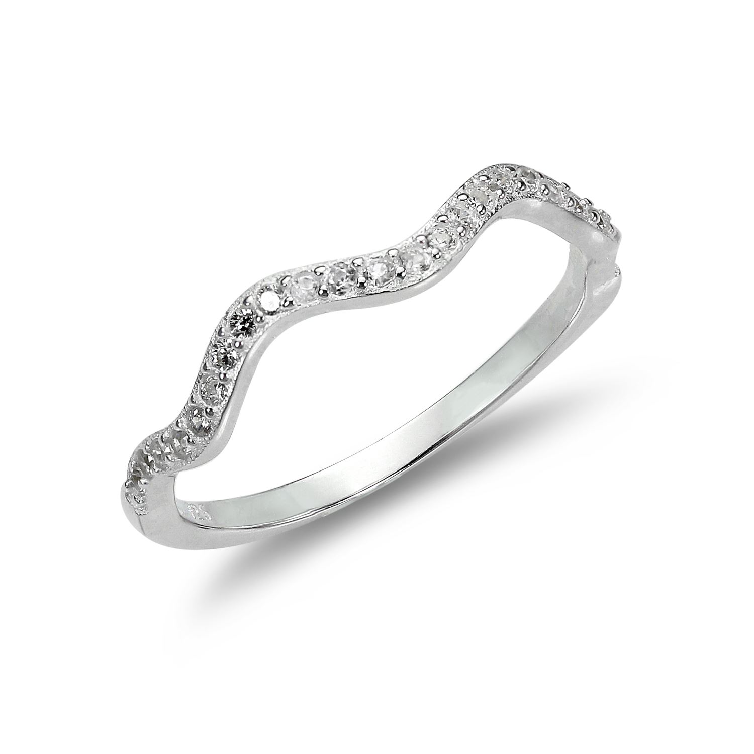Ring Sterlingsilber 2 mm Welle mit klaren CZ Kristallen UK Größe I-W Ringe - Bild 43 von 48