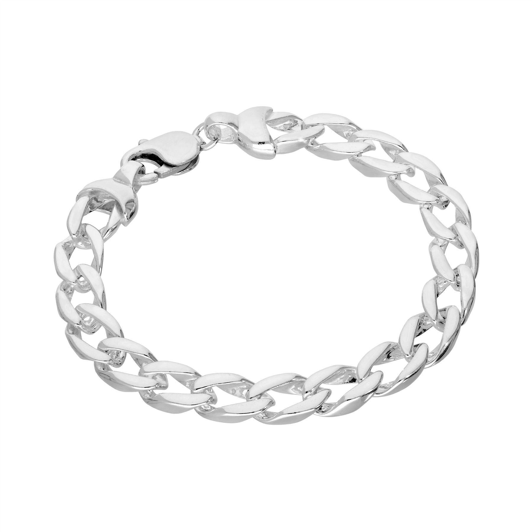 Sterling Silver Thick Heavy 9mm Diamond Cut Curb Mens Bracelet 8 Inches