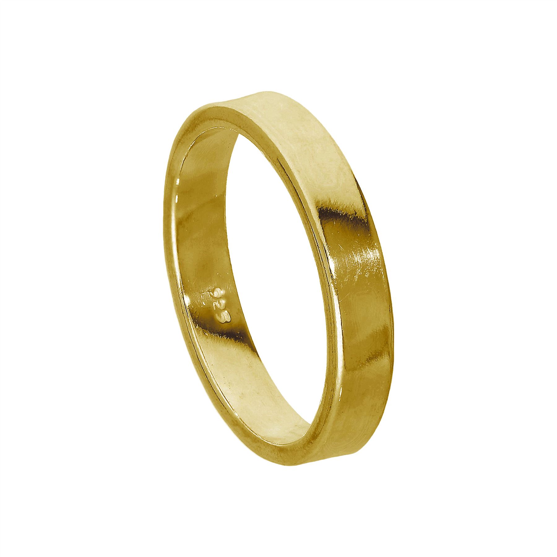 Gold Plated Sterling Silver 4mm Flat Wedding Band Ring Size I - Z - Picture 6 of 40