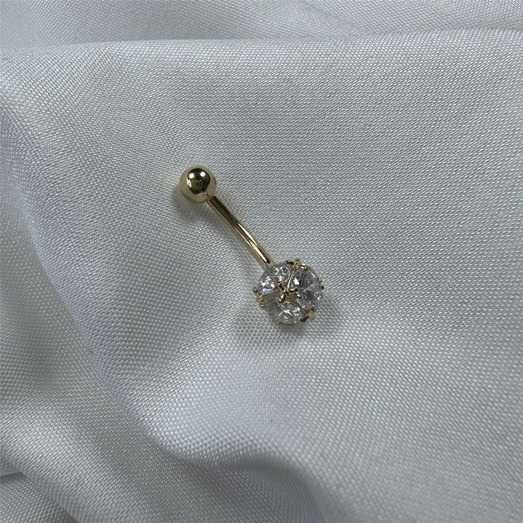 9K Gold & Klar CZ Kristall Kugel Bauchnabelpiercing