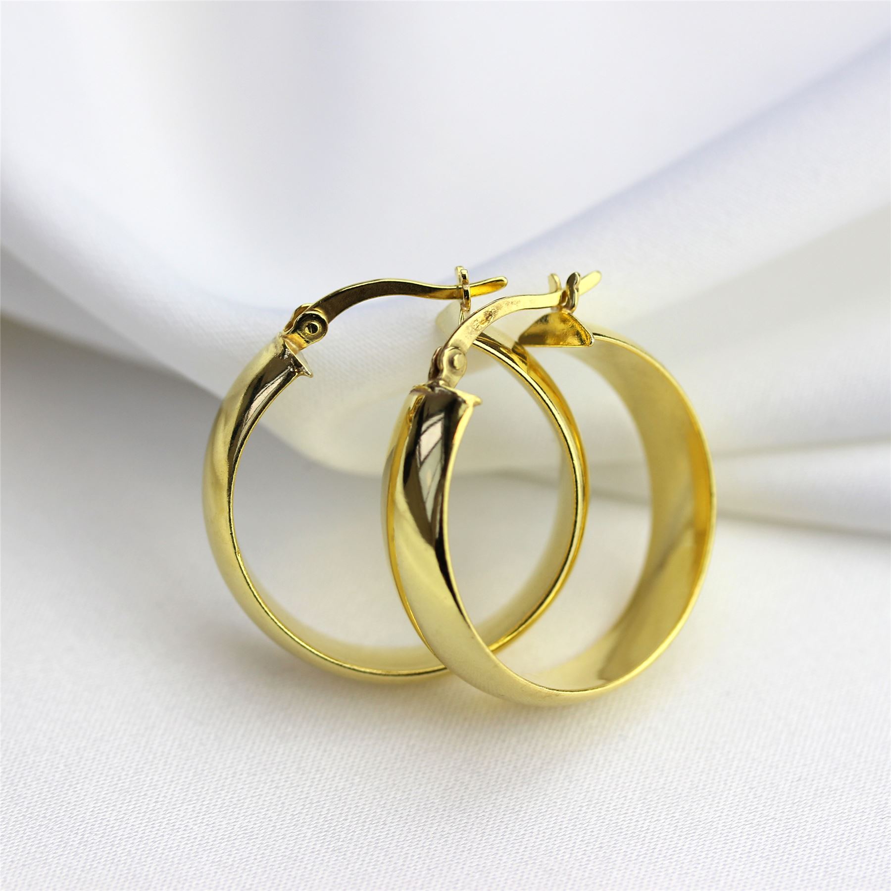 Gold Plated Sterling Silver Chunky 25mm Hoop Earrings