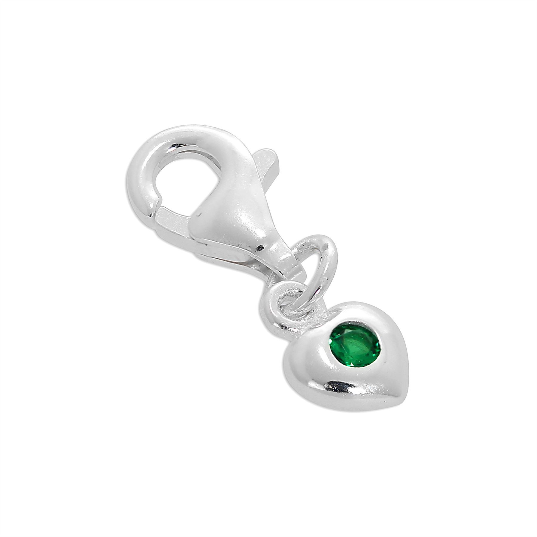 Sterling Silver & CZ Crystal Birthstone Heart Clip-On Charm Birthday Love - Picture 22 of 39