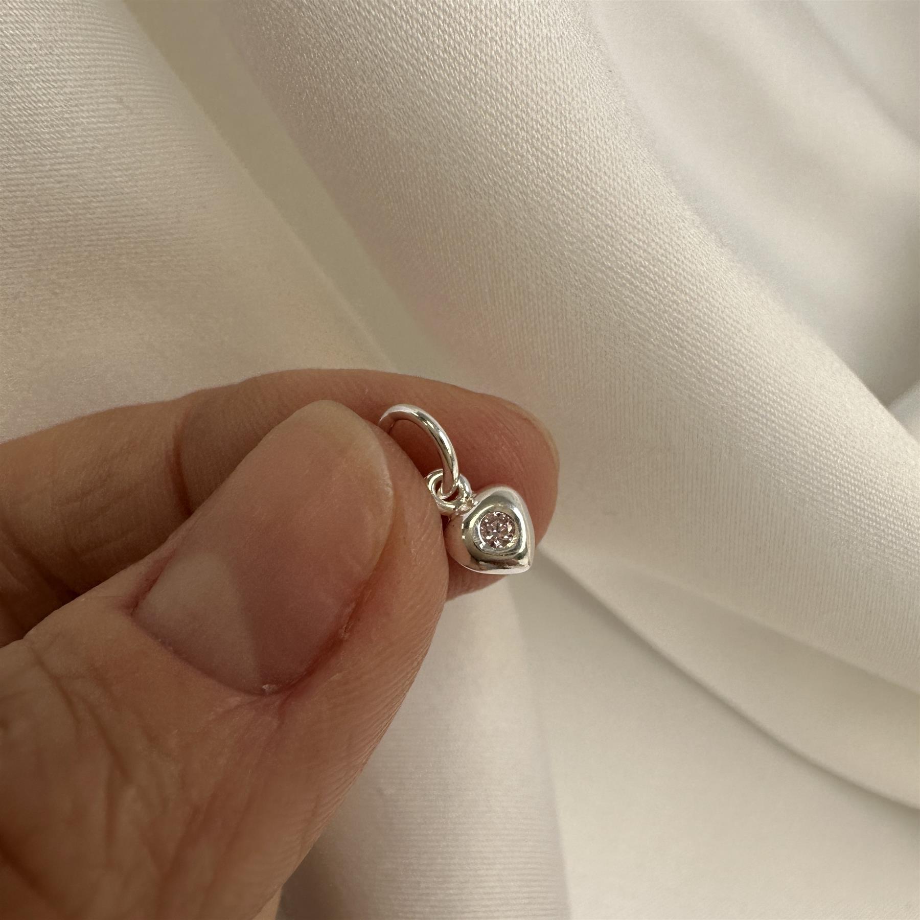 Charm Coeur Oxyde de Zirconium de Naissance en Argent 925/1000 - Foto 89 di 110