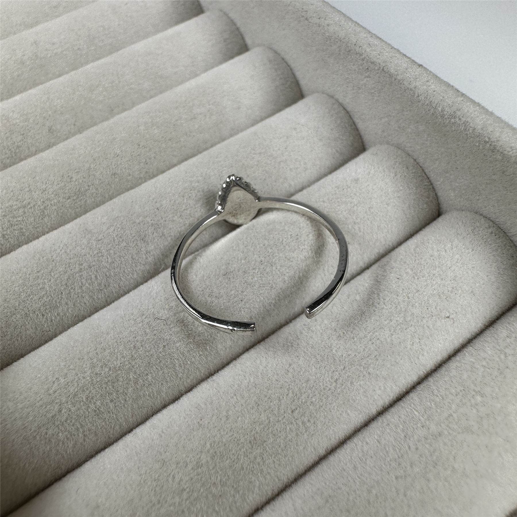 Sterling Silver Turquoise Oxidised Teardrop Open Ring