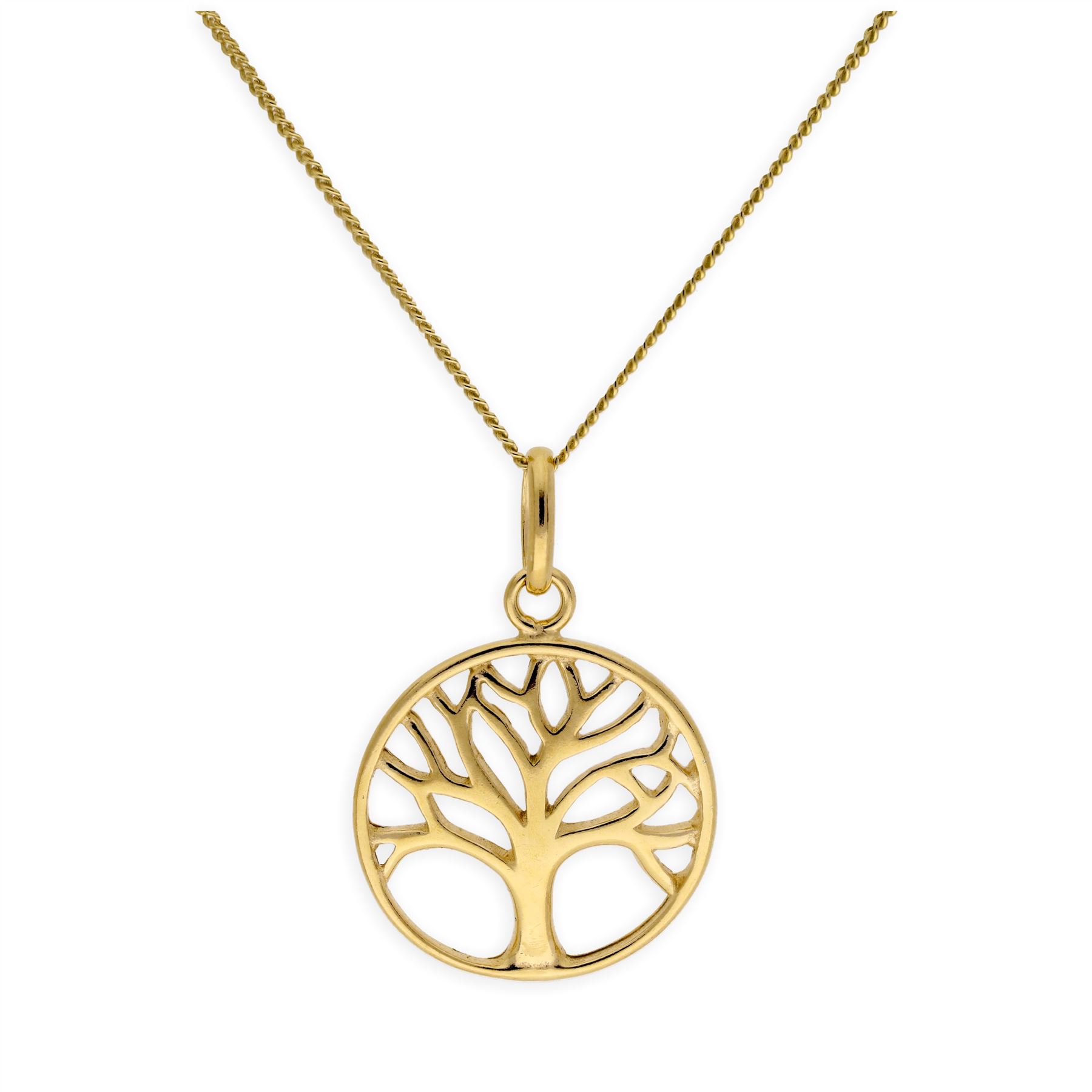 Gold Plated Sterling Silver Tree of Life Necklace 14-32 Inch