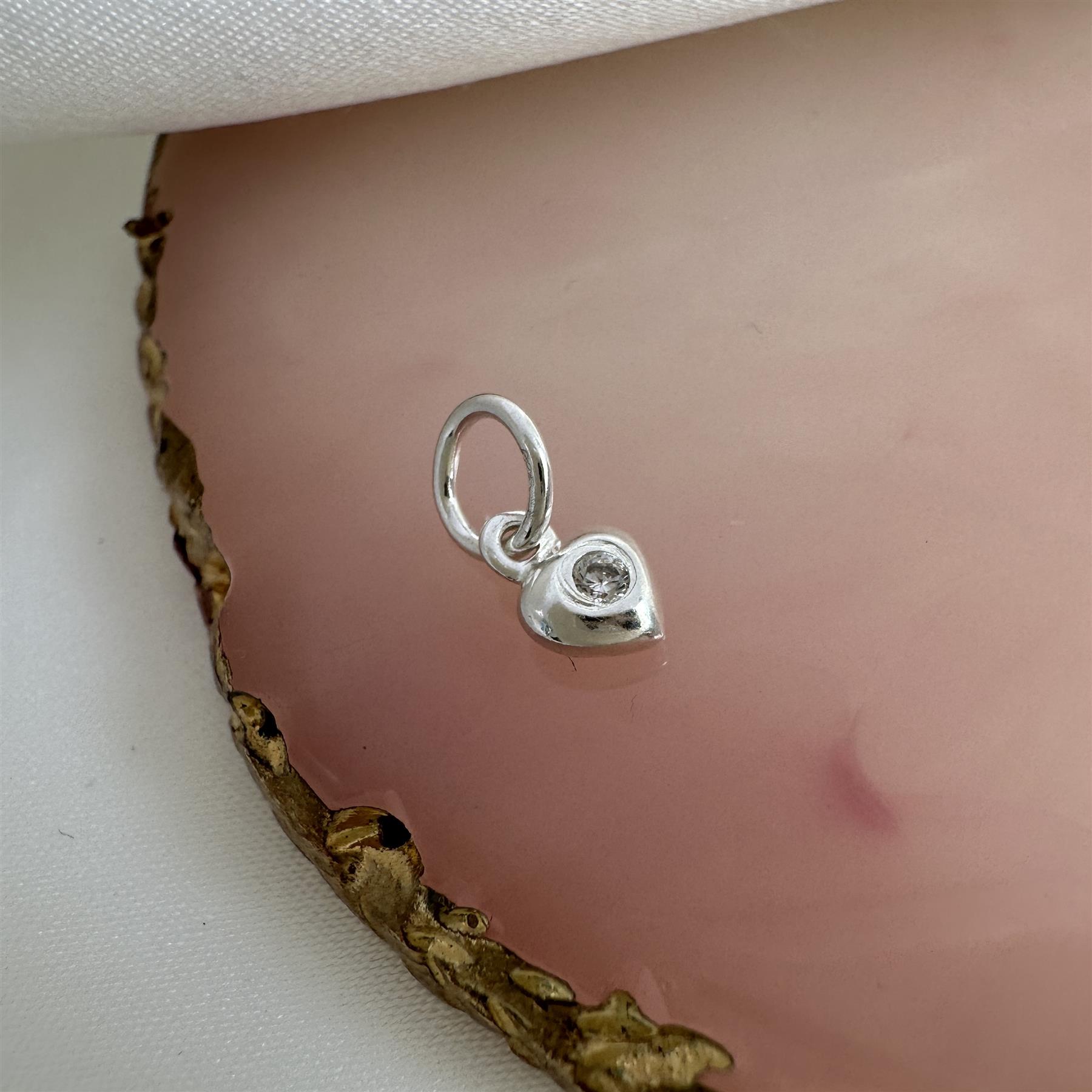 Charm Coeur Oxyde de Zirconium de Naissance en Argent 925/1000 - Foto 31 di 110