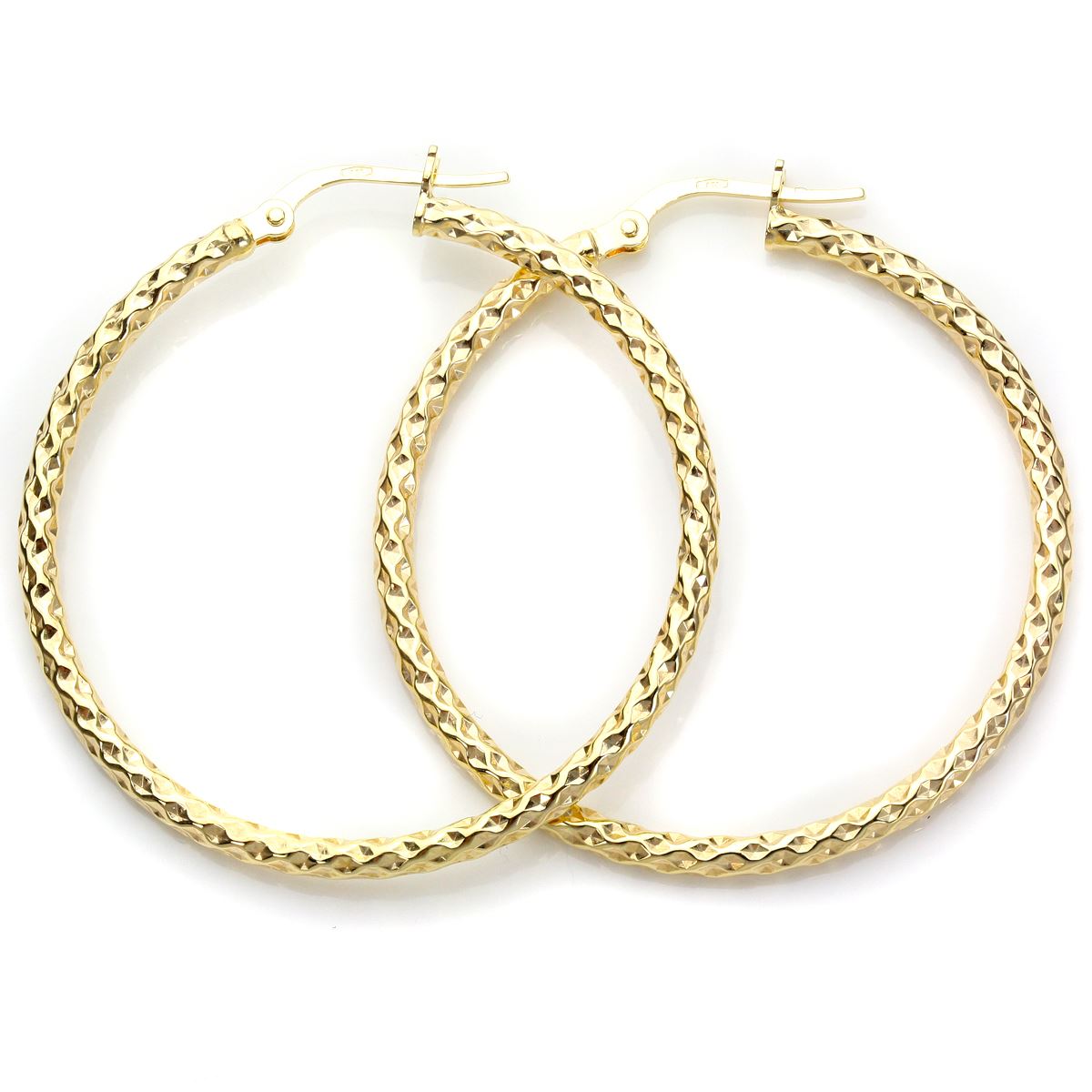 Boucles d'Oreilles Créoles Torsadées en Or Jaune 9 Carats Epaisseur 2mm - Picture 8 of 9