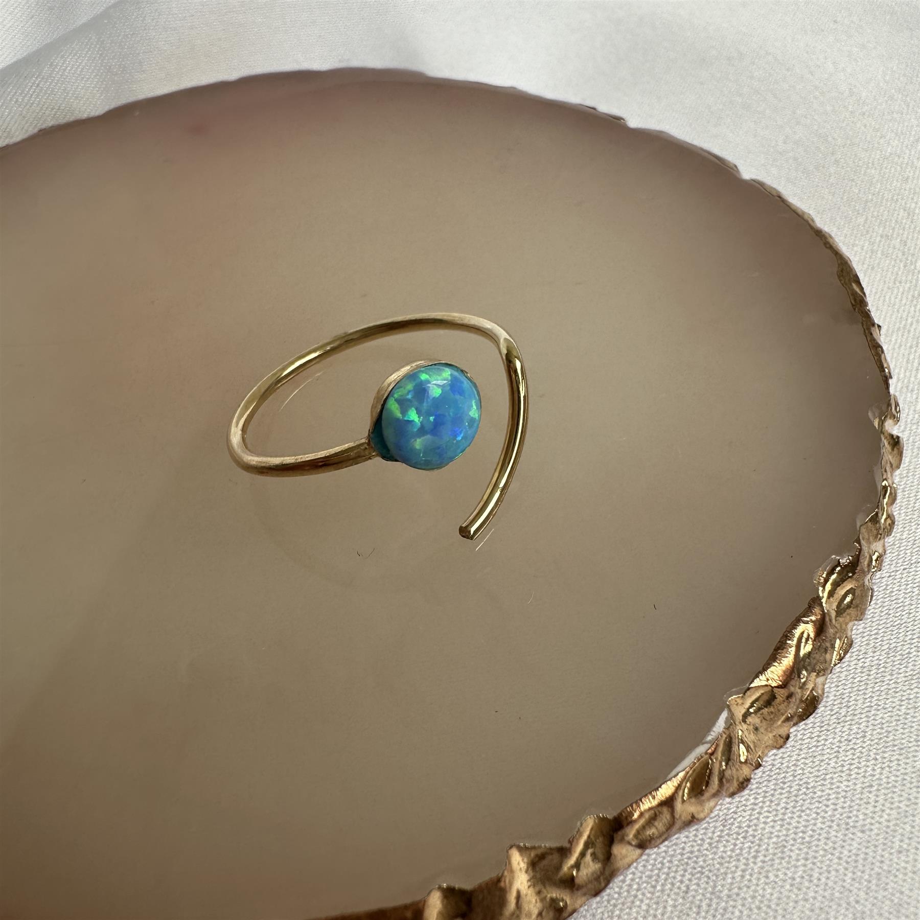 Gold Plated Sterling Silver Faux Opal Open Adjustable Ring
