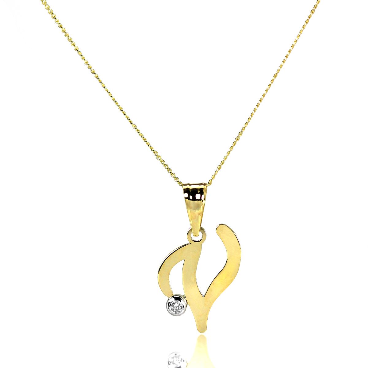 Light 9ct Gold Letter Alphabet A - Z Pendant w CZ Crystal / Initials / Necklaces - Picture 172 of 211