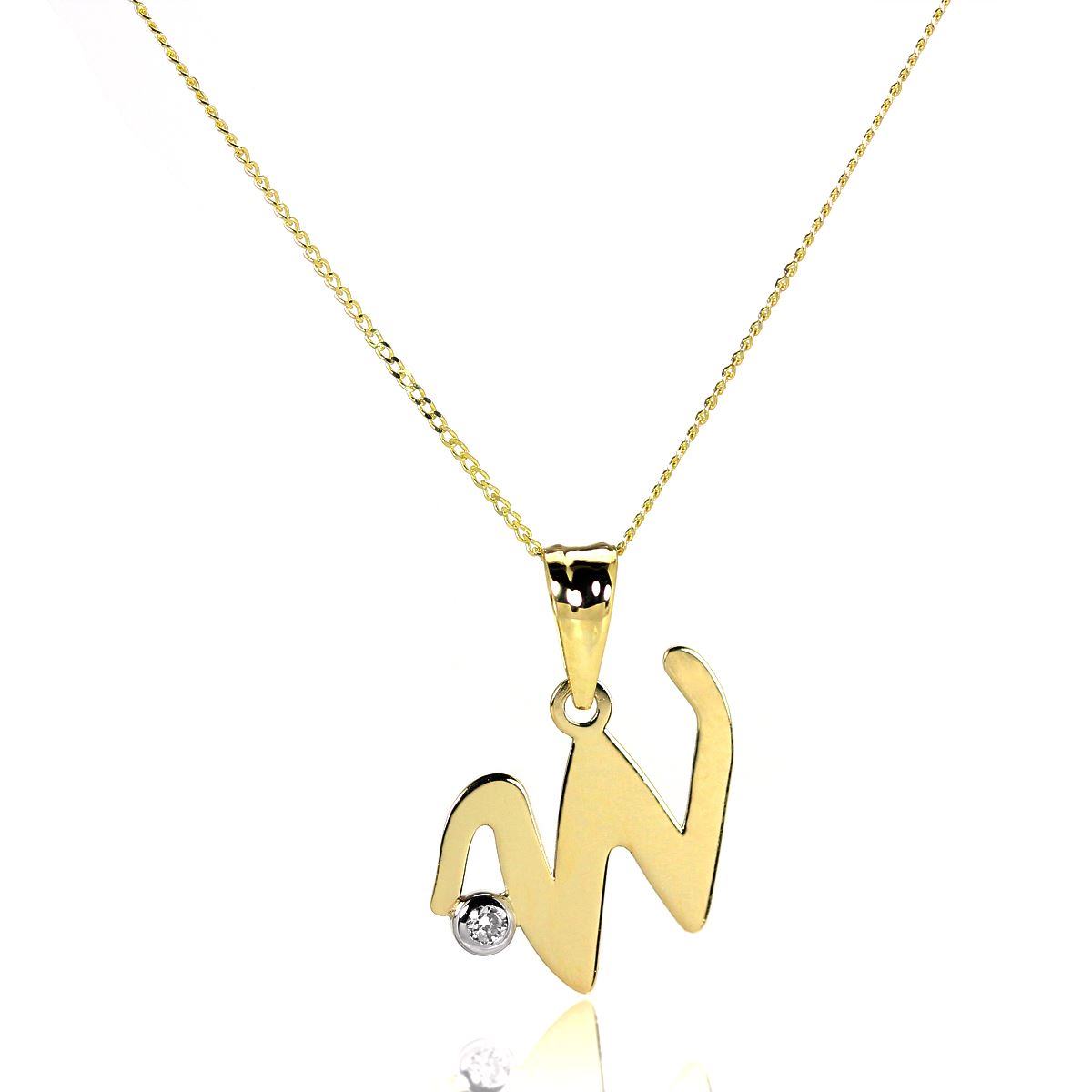 Light 9ct Gold Letter Alphabet A - Z Pendant w CZ Crystal / Initials / Necklaces - Picture 182 of 211