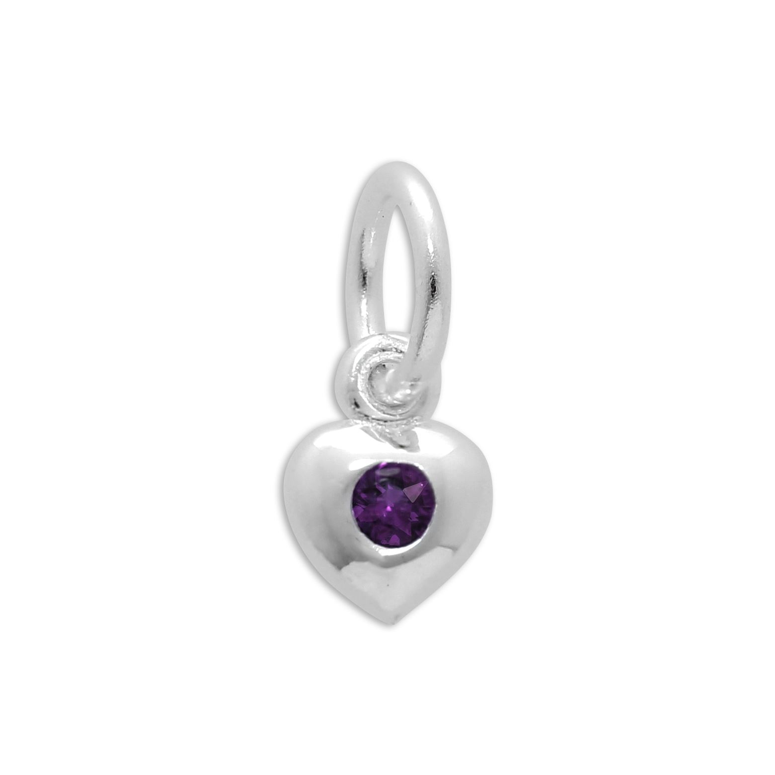 Small Real 925 Sterling Silver & CZ Crystal Birthstone Heart Charm Birthday Love