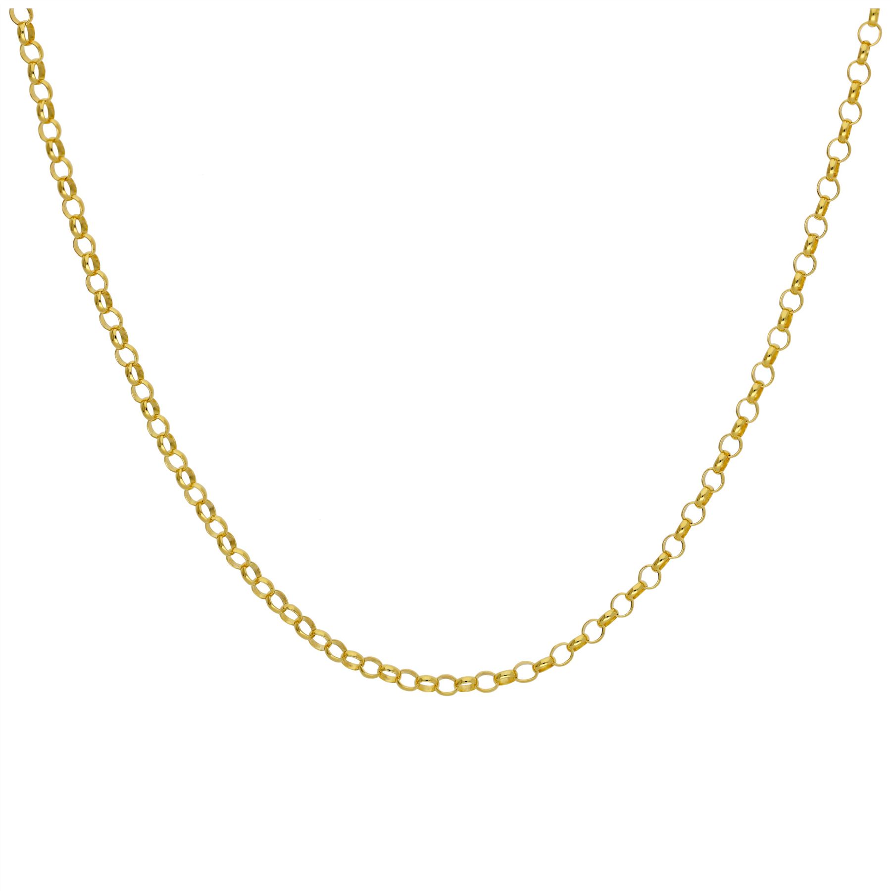 Gold Plated Sterling Silver 2mm Rolo Chain Necklace 18 Inches