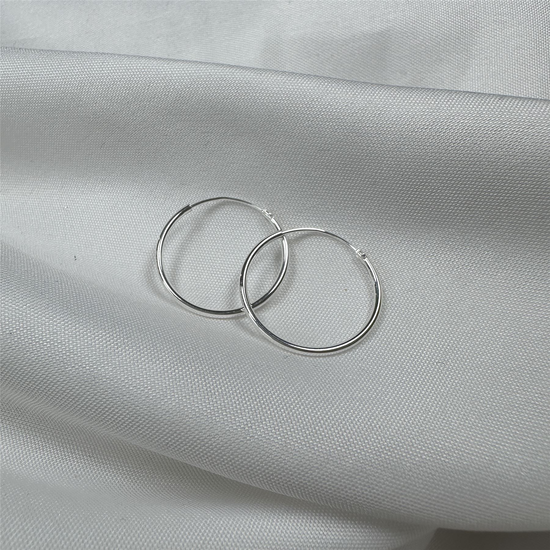 Sterling Silver Hoop Sleeper Earrings | 8mm - 50mm | Small - Large - Picture 30 of 71