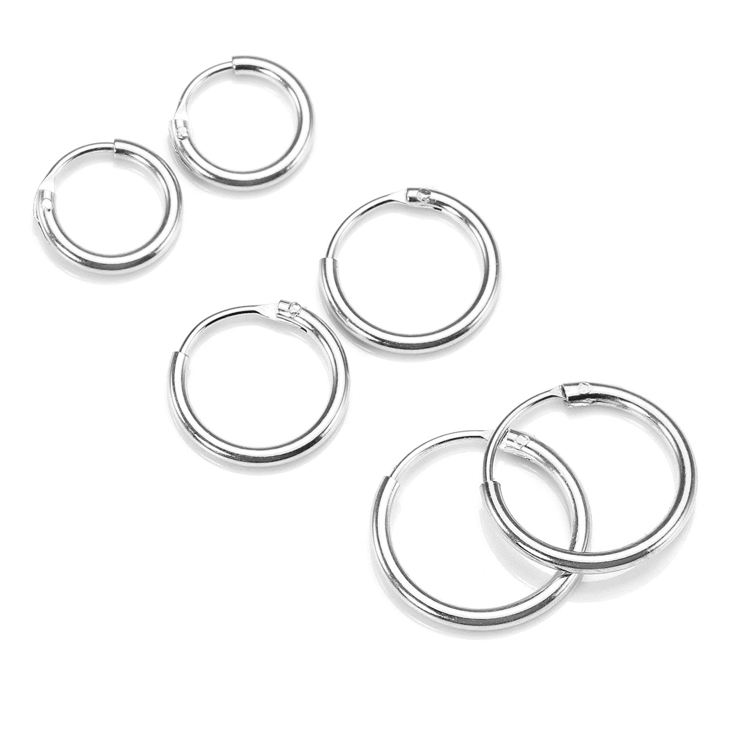 Sterling Silver Hoop Sleeper Earrings | 8mm - 50mm | Small - Large - Picture 62 of 71