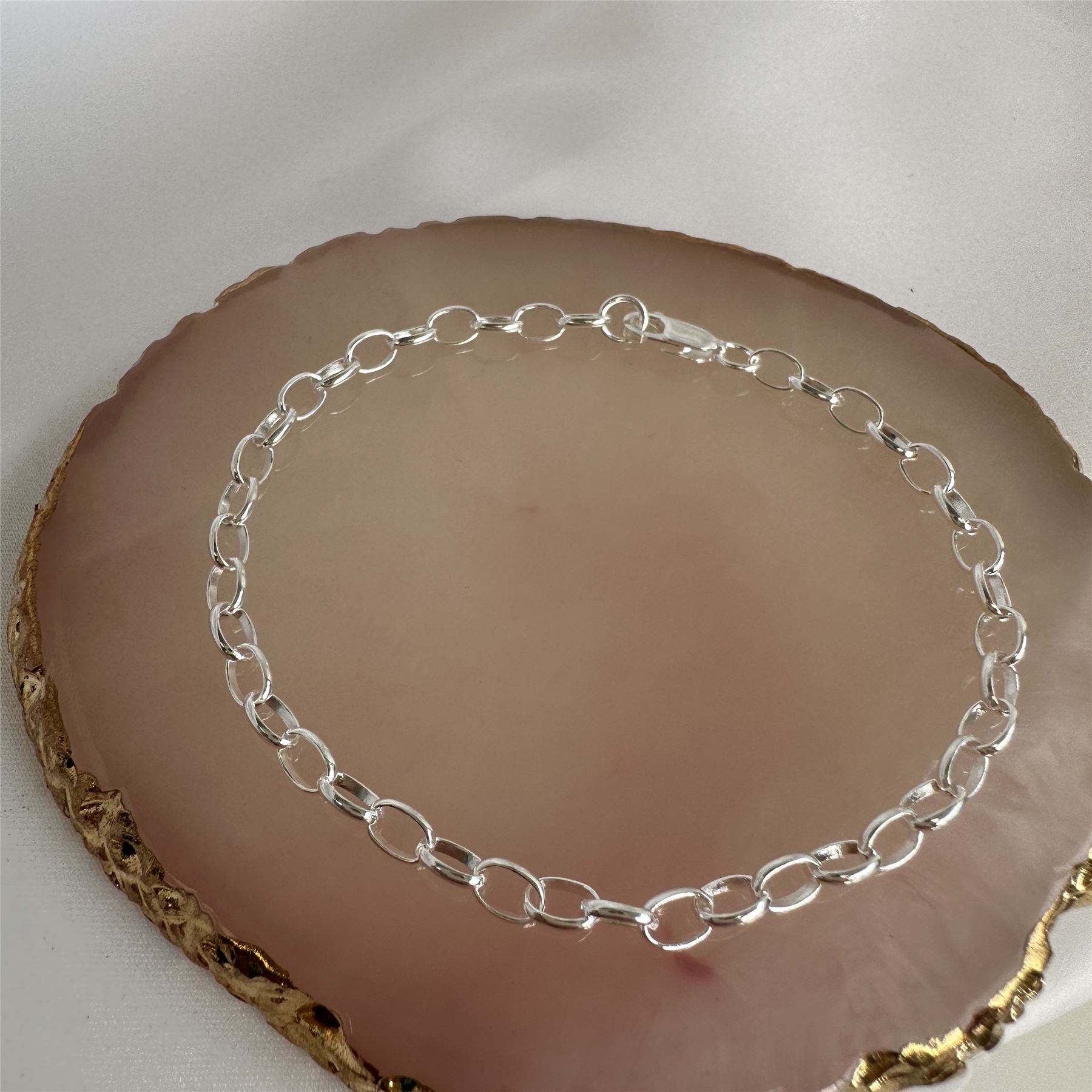 Sterling Silber leichte Rolo Kette Bettelarmband - Bild 21 von 30