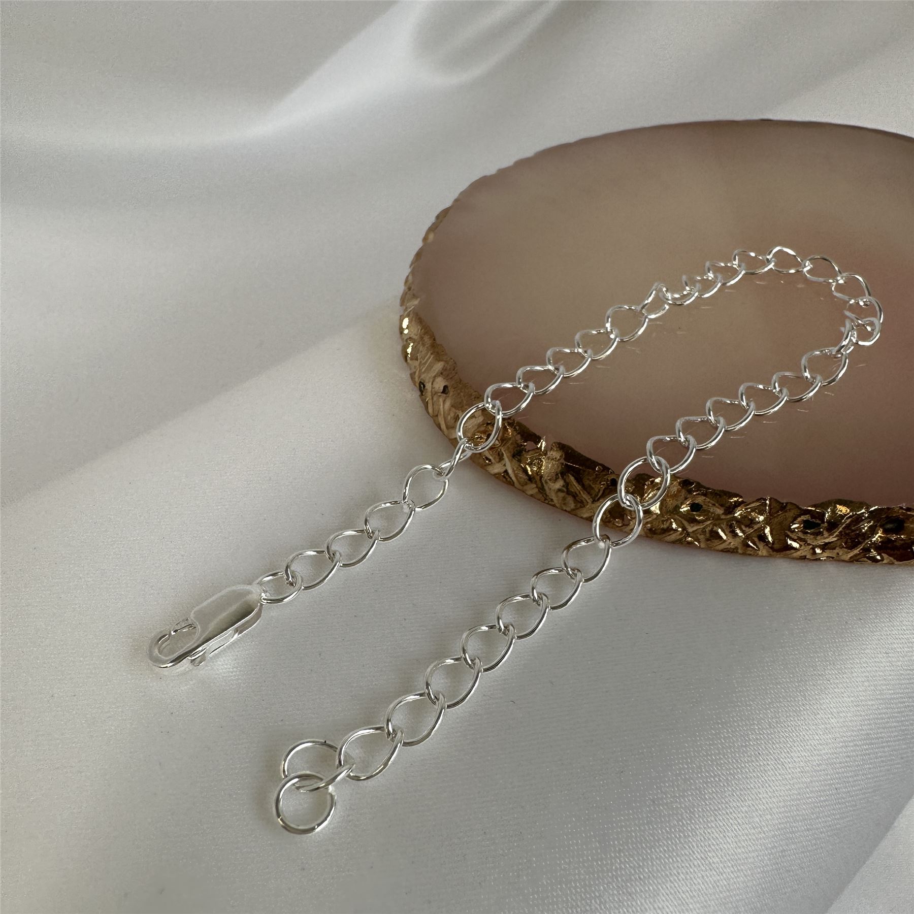 Sterling Silver Light Curb Chain Charm Bracelet 5.5