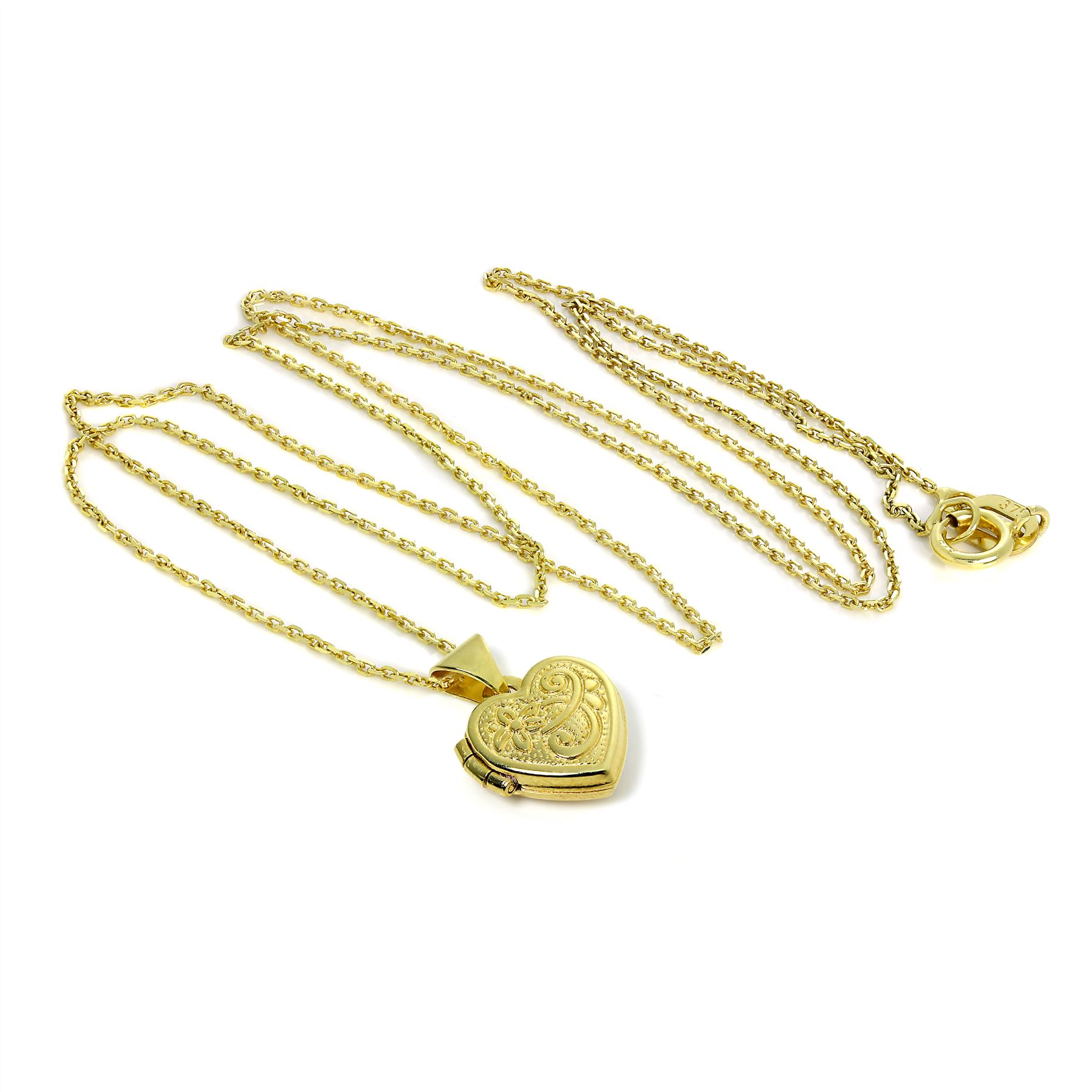 Tiny 9ct Yellow Gold Engraved Heart Locket on Chain 16 18 20 " Inches Necklace - Picture 7 of 16