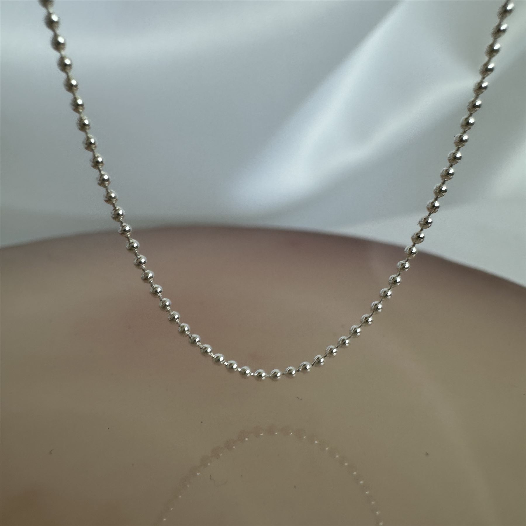 925 Sterling Silver Necklace Chain - 18 Inch Diamond Cut Beaded Chain - 1mm - Made In Indonesia - Foto 9