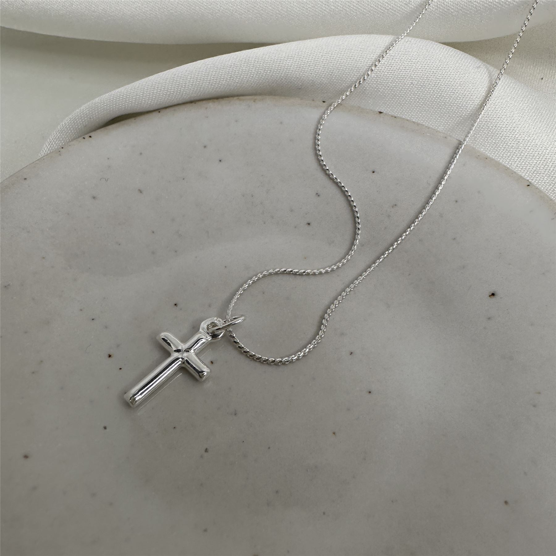 Small Plain Real 925 Sterling Silver Cross Necklace 16 18 20 22 Inches - Picture 49 of 72