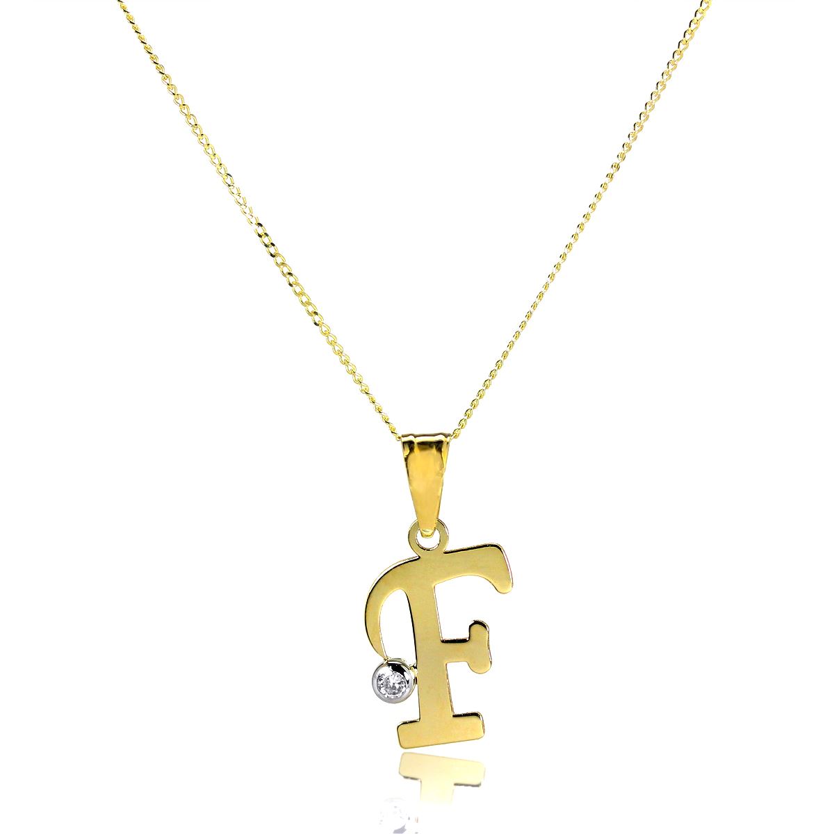 Light 9ct Gold Letter Alphabet A - Z Pendant w CZ Crystal / Initials / Necklaces - Picture 47 of 211