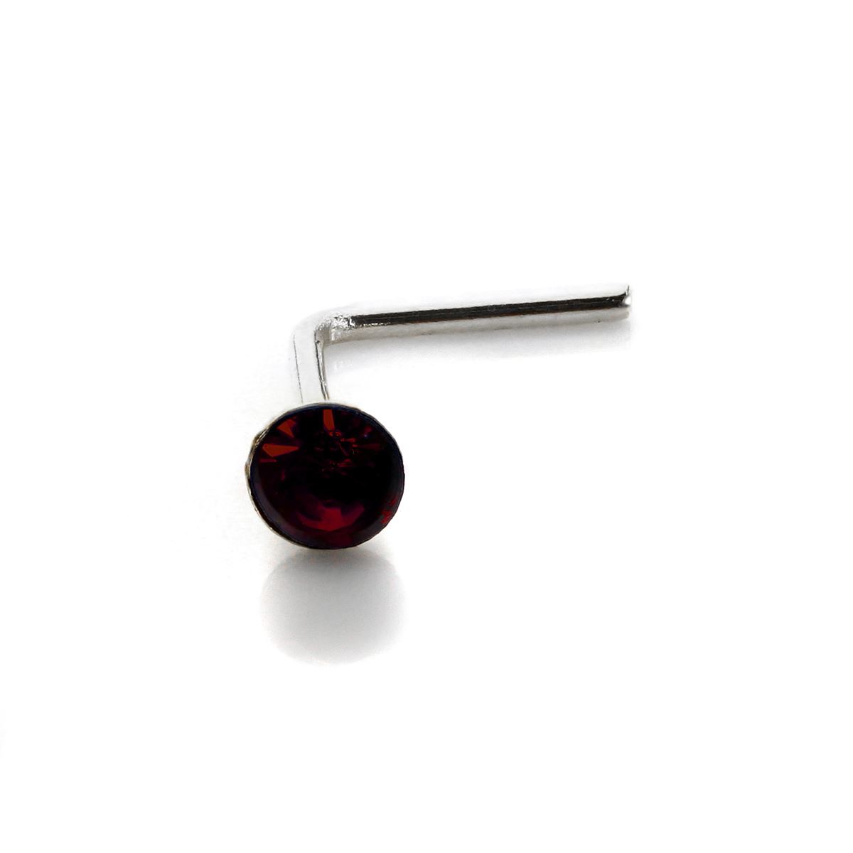 Sterling Silver 2.8mm Round CZ Crystal Nose Stud L Pin Studs Piercing - Picture 17 of 45