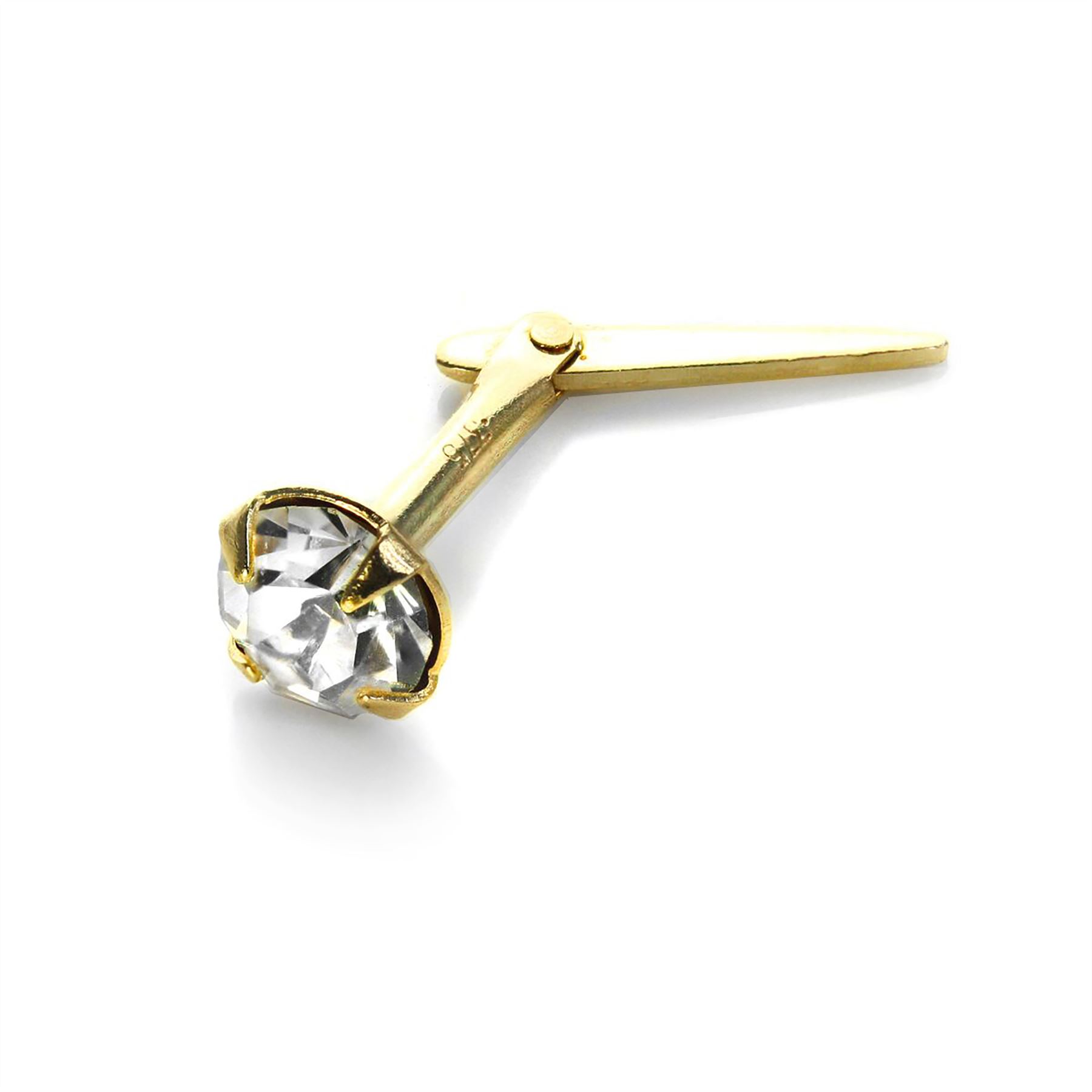 9ct Yellow Gold Andralok 3.5mm Crystal Nose Stud Pin | 10 Colours of Studs - Picture 28 of 29