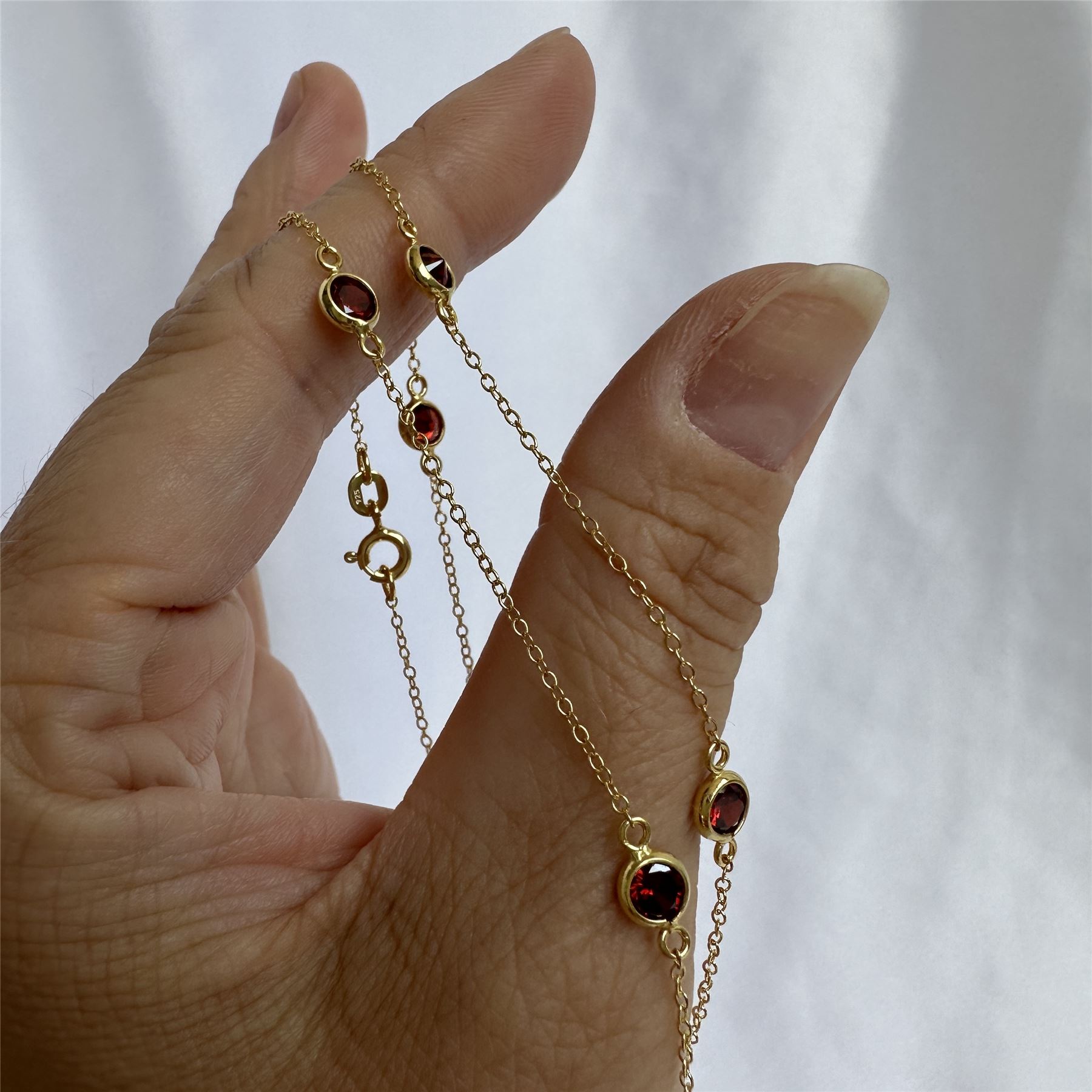 Gold Plated Sterling Silver Garnet CZ Birthstone Necklace