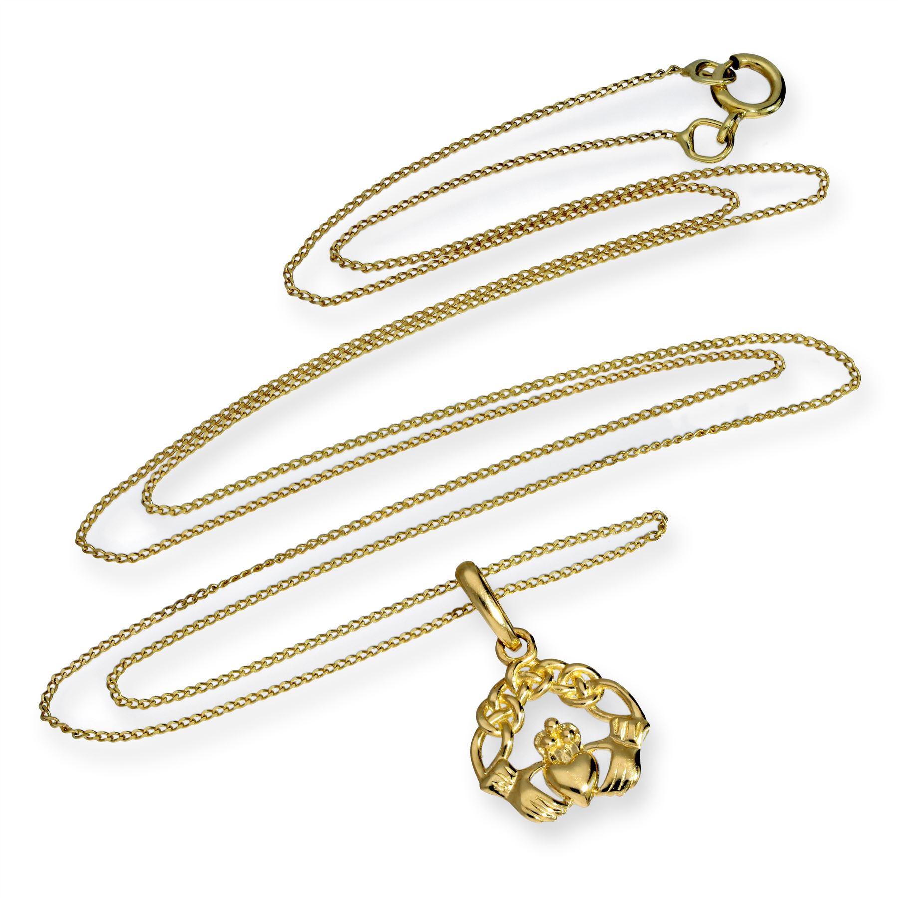 9ct Gold Claddagh Necklace 16 - 20 Inches Love Anniversary - Picture 8 of 12