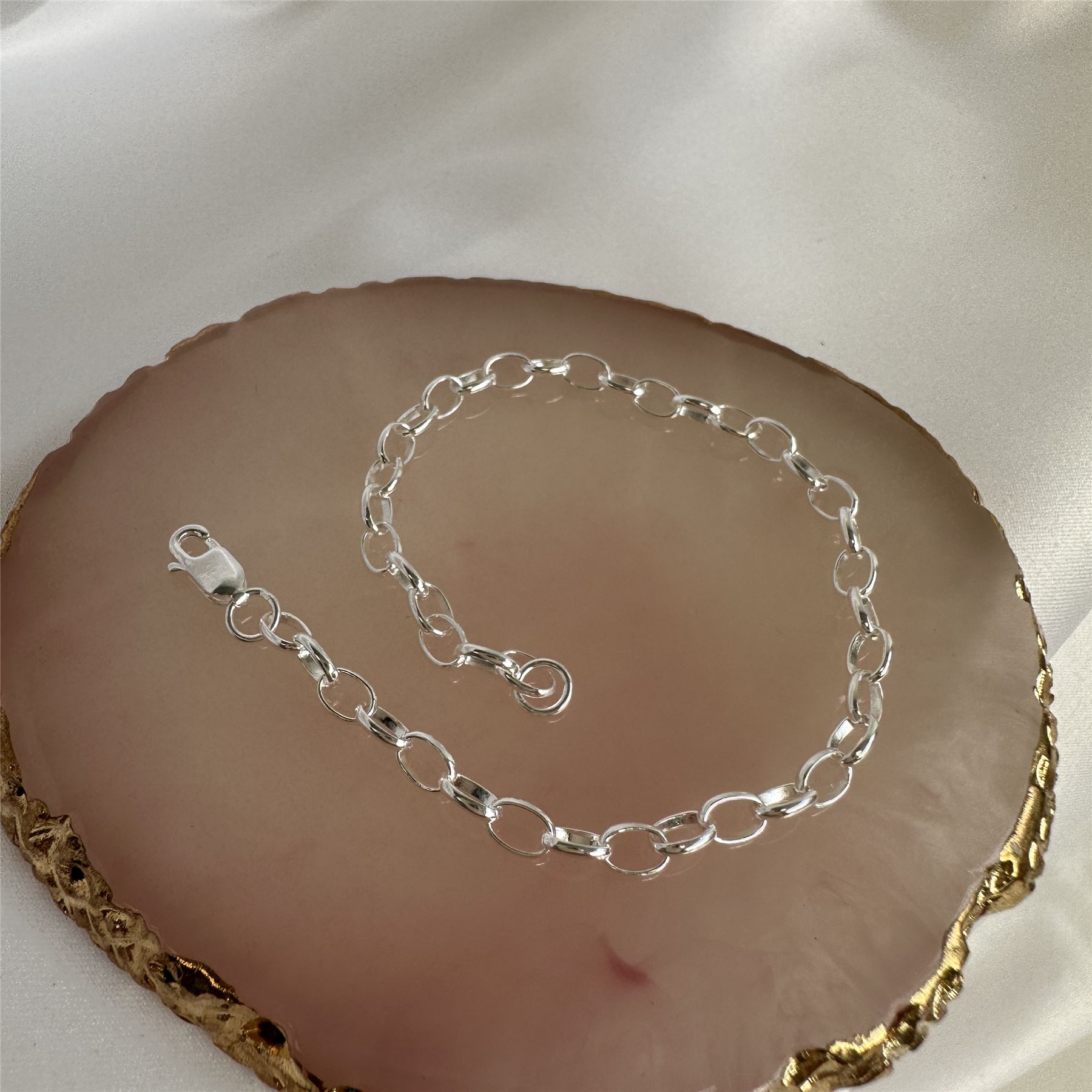 Sterling Silber leichte Rolo Kette Bettelarmband - Bild 10 von 30