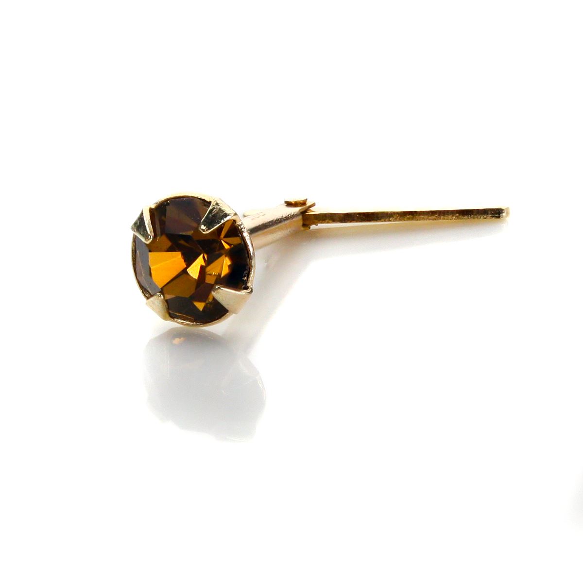 9ct Yellow Gold Andralok 3.5mm Crystal Nose Stud Pin | 10 Colours of Studs - Picture 24 of 29