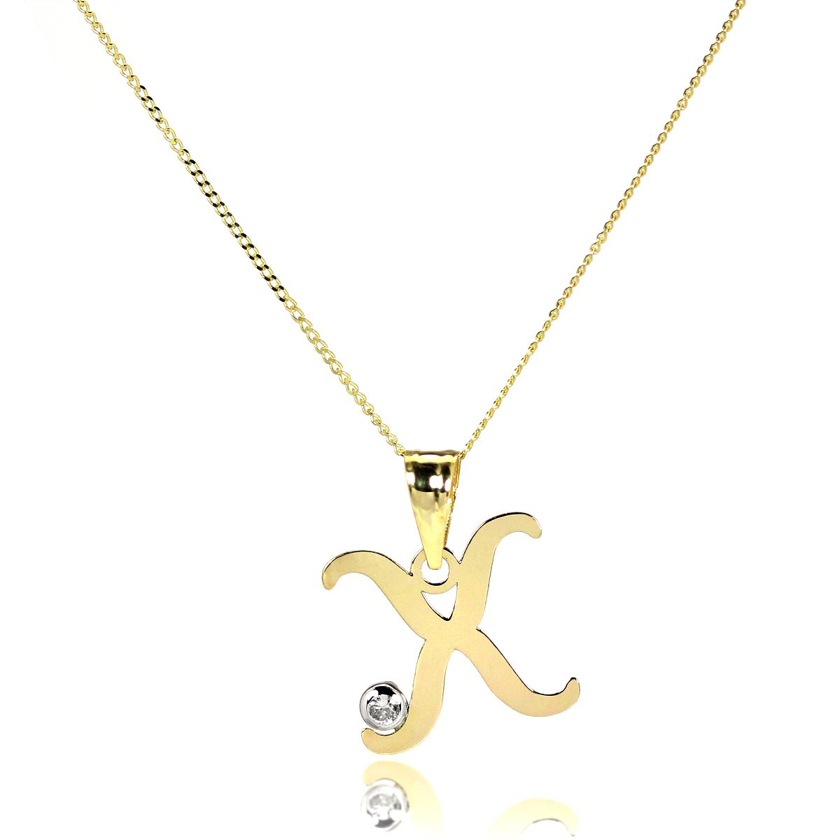 Light 9ct Gold Letter Alphabet A - Z Pendant w CZ Crystal / Initials / Necklaces - Picture 194 of 211