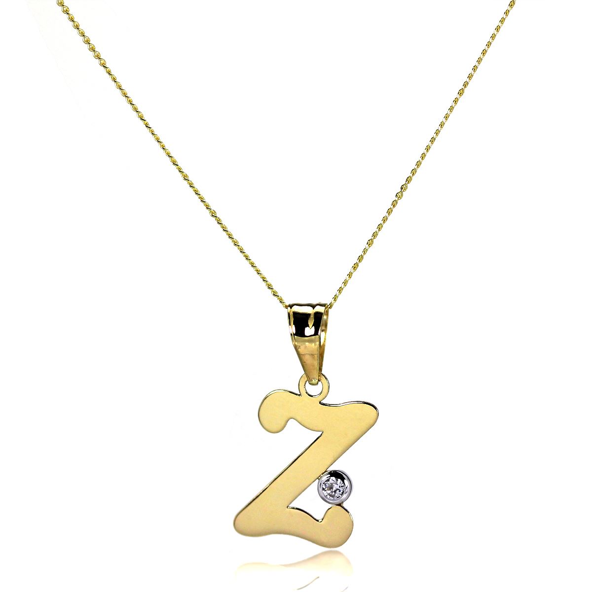 Light 9ct Gold Letter Alphabet A - Z Pendant w CZ Crystal / Initials / Necklaces - Picture 206 of 211