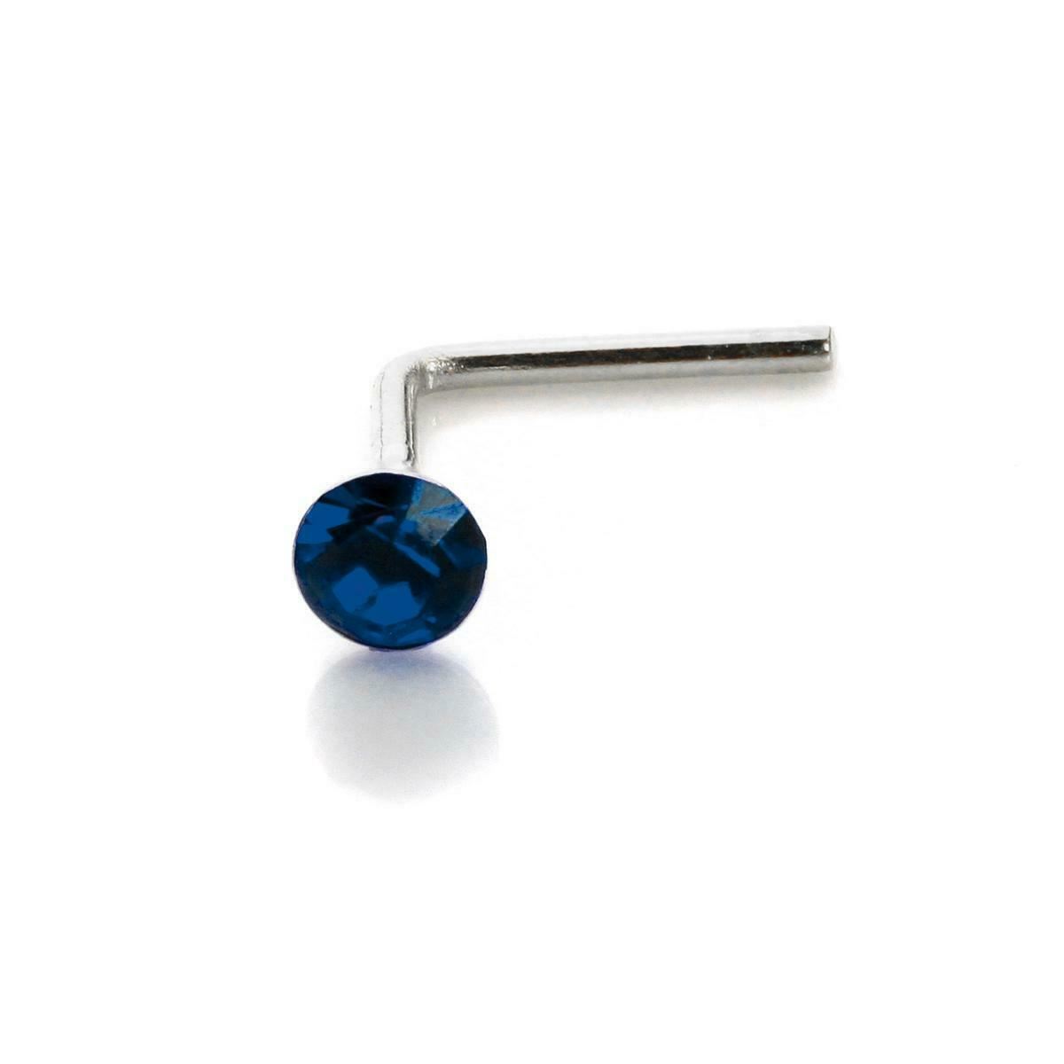 Sterling Silver 2.8mm Round CZ Crystal Nose Stud L Pin Studs Piercing - Picture 30 of 45