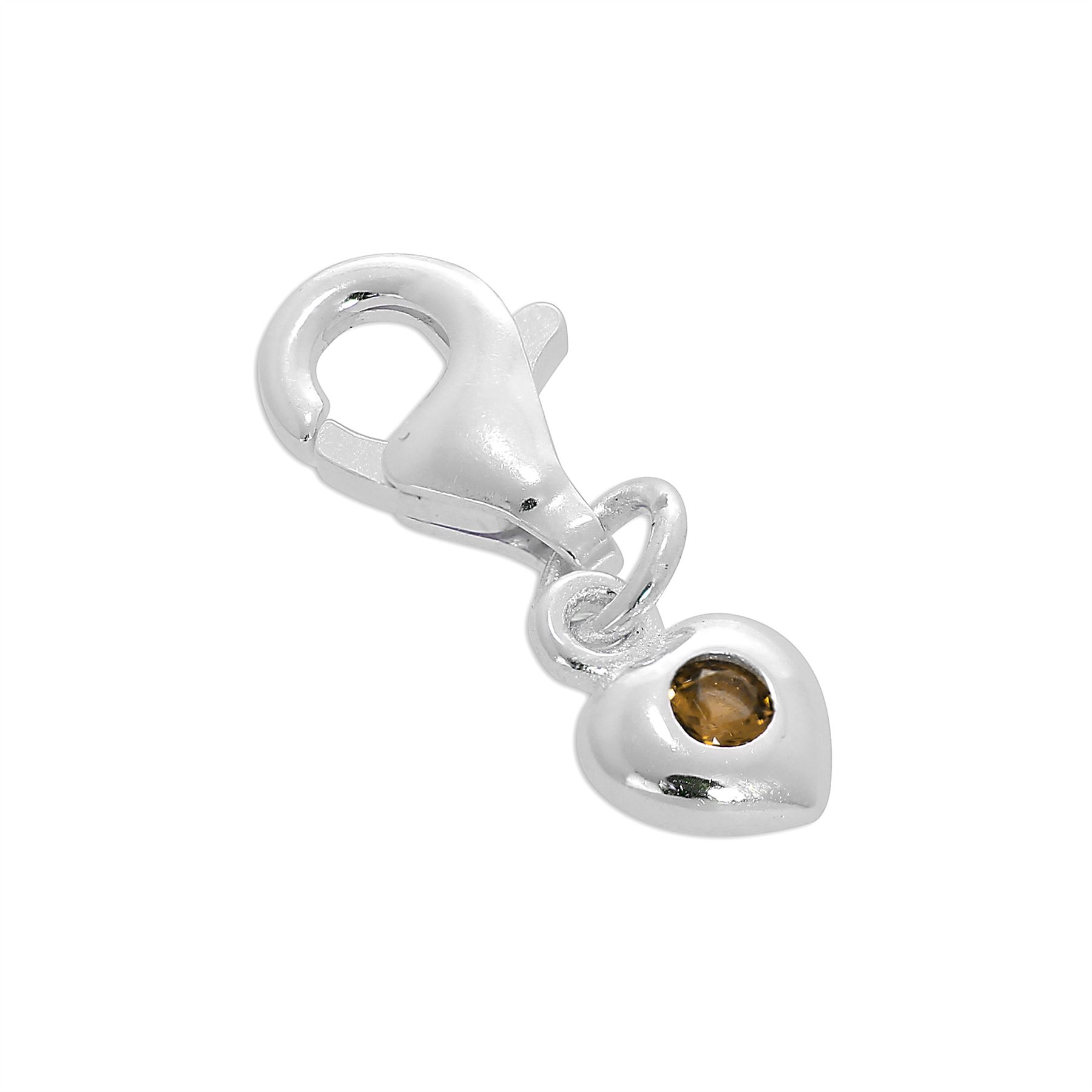 Sterling Silver & CZ Crystal Birthstone Heart Clip-On Charm Birthday Love - Picture 16 of 39