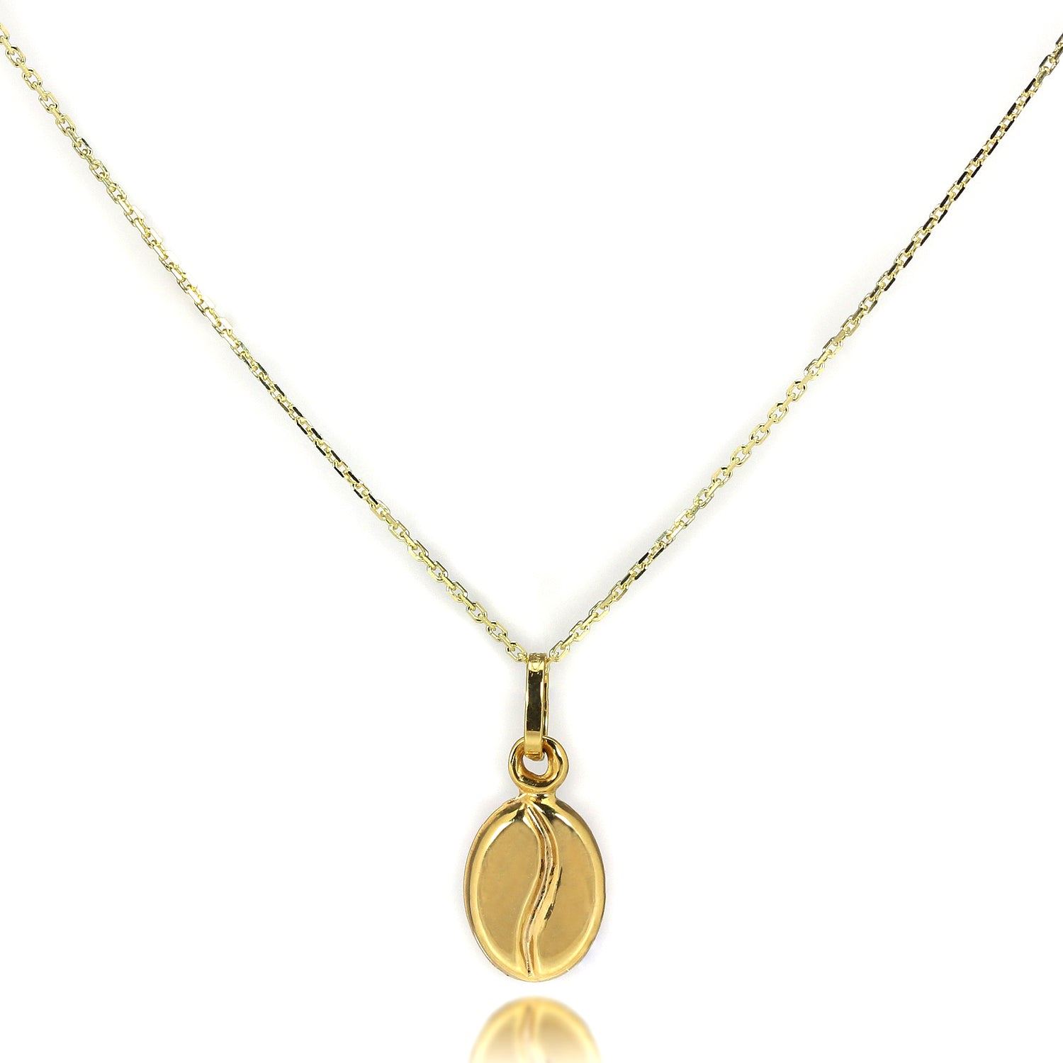 Collier en Or Jaune 9 Carats et Pendentif Grain de Café - 41, 46 et 51cm