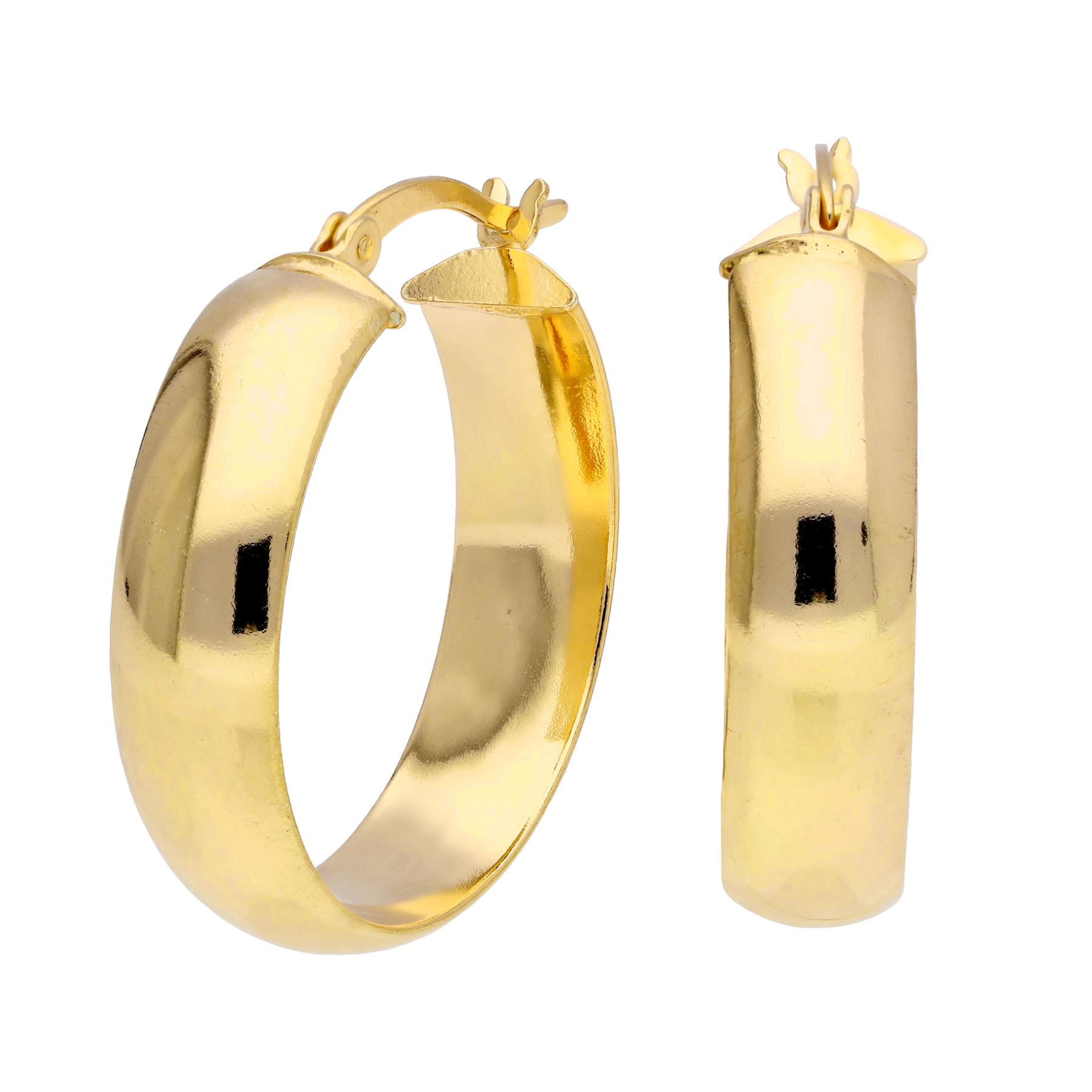 Gold Plated Sterling Silver Chunky 25mm Hoop Earrings