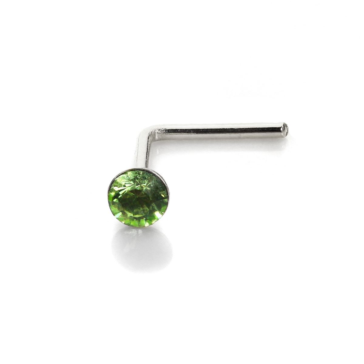 Sterling Silver 2.8mm Round CZ Crystal Nose Stud L Pin Studs Piercing - Picture 33 of 45