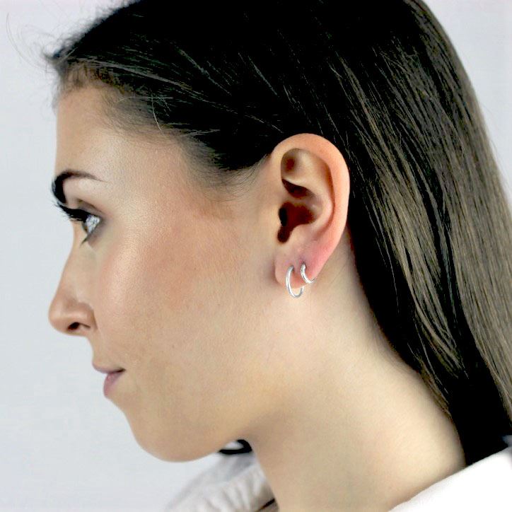 Sterling Silver Hoop Sleeper Earrings | 8mm - 50mm | Small - Large - Picture 21 of 71