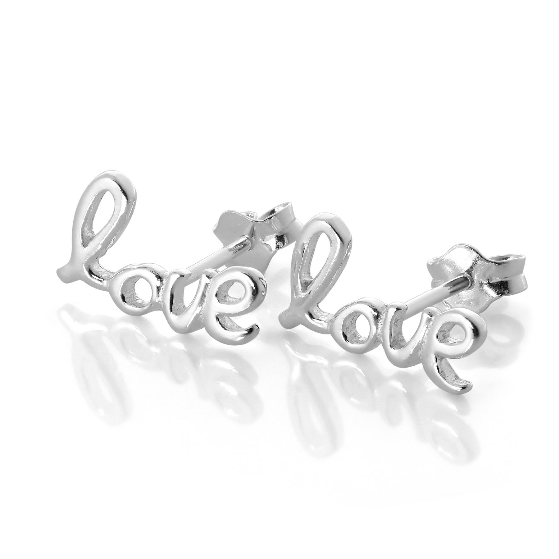 925 Sterling Silver Love Heart Stud Earrings