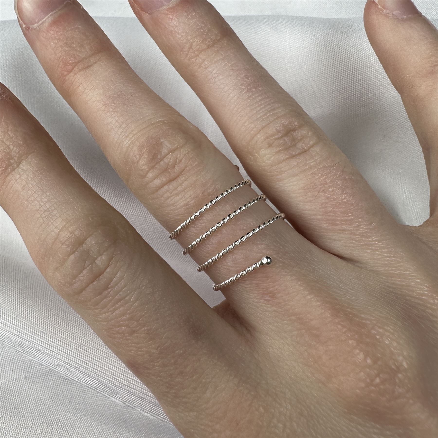 Sterling Silver Twisted Spiral Open Ring