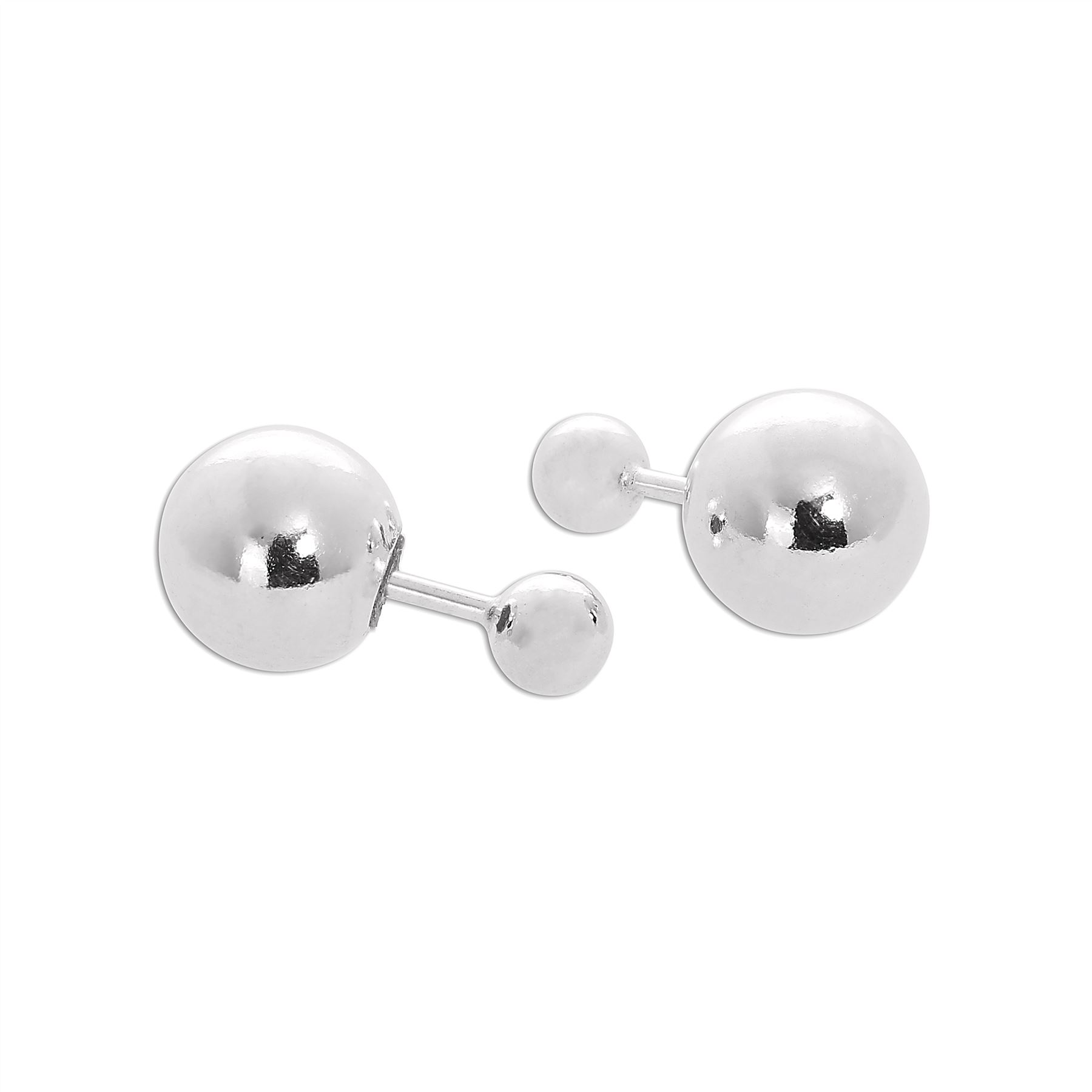 Sterling Silver Double Sided 4mm Ball Stud Earrings Heavy Studs