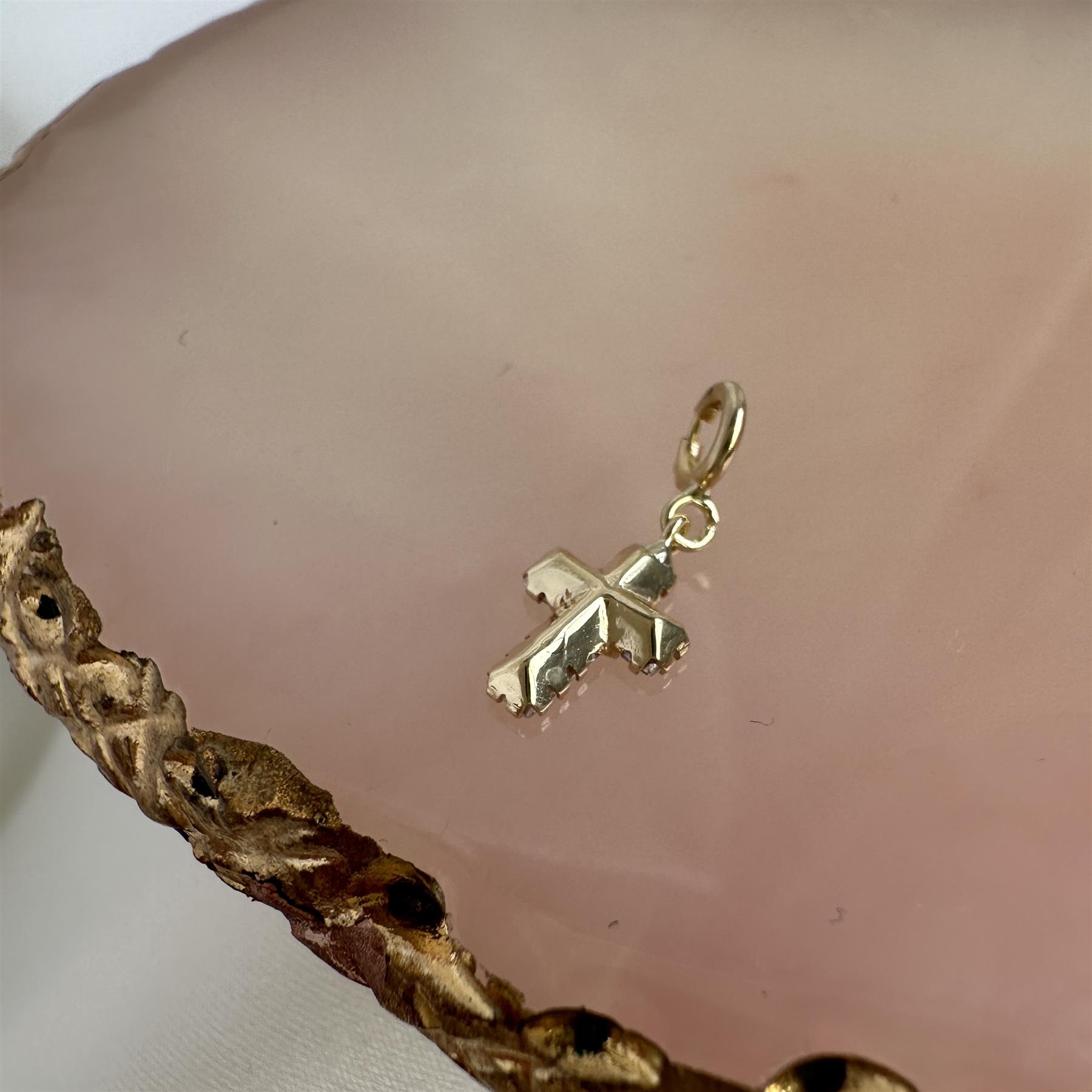 9ct Gold & Clear CZ Cross Clip on Charm 375 Charms Christian Religious Christ