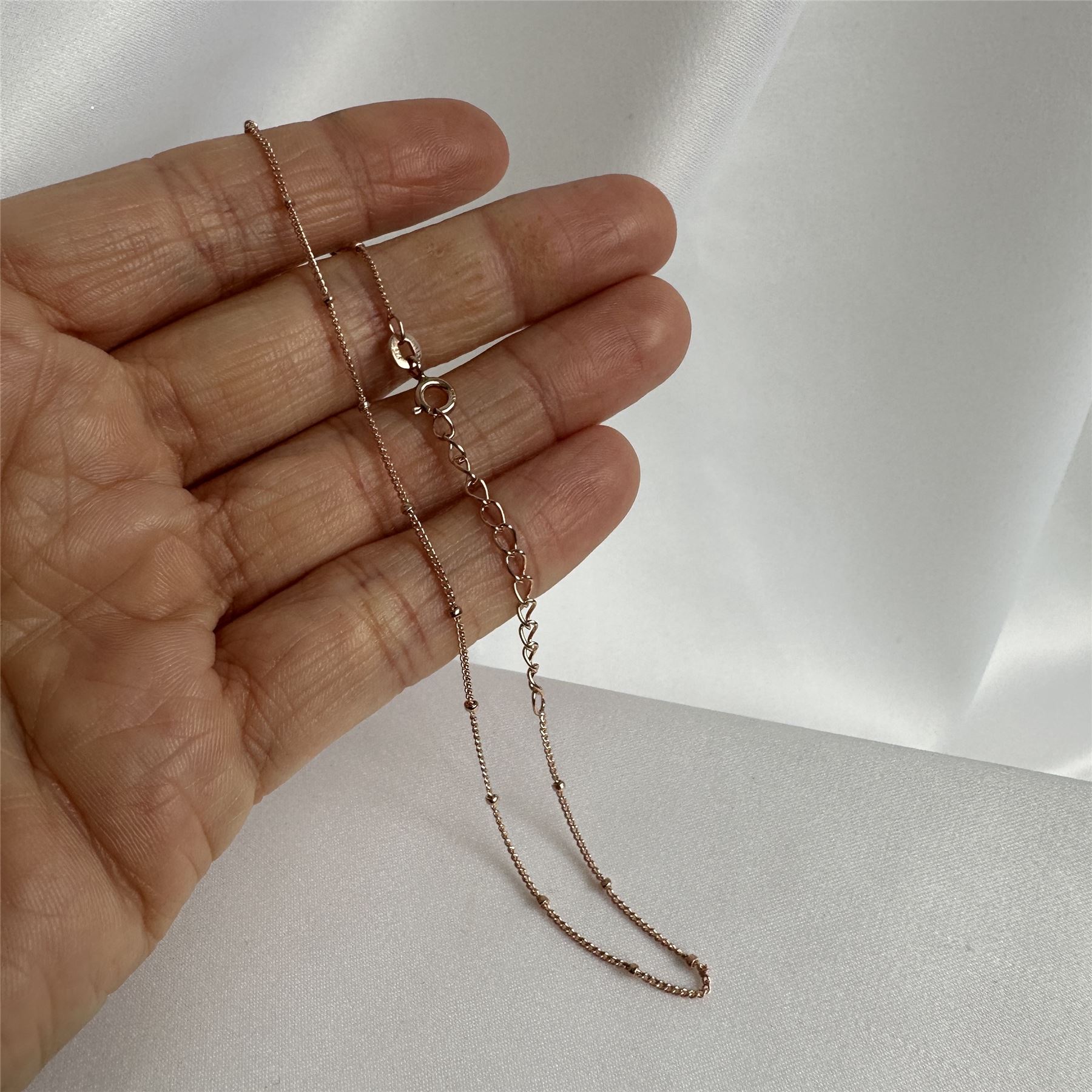 Rose Gold Plated Sterling Silver Bobble Anklet - 9 + 1.5 Inches