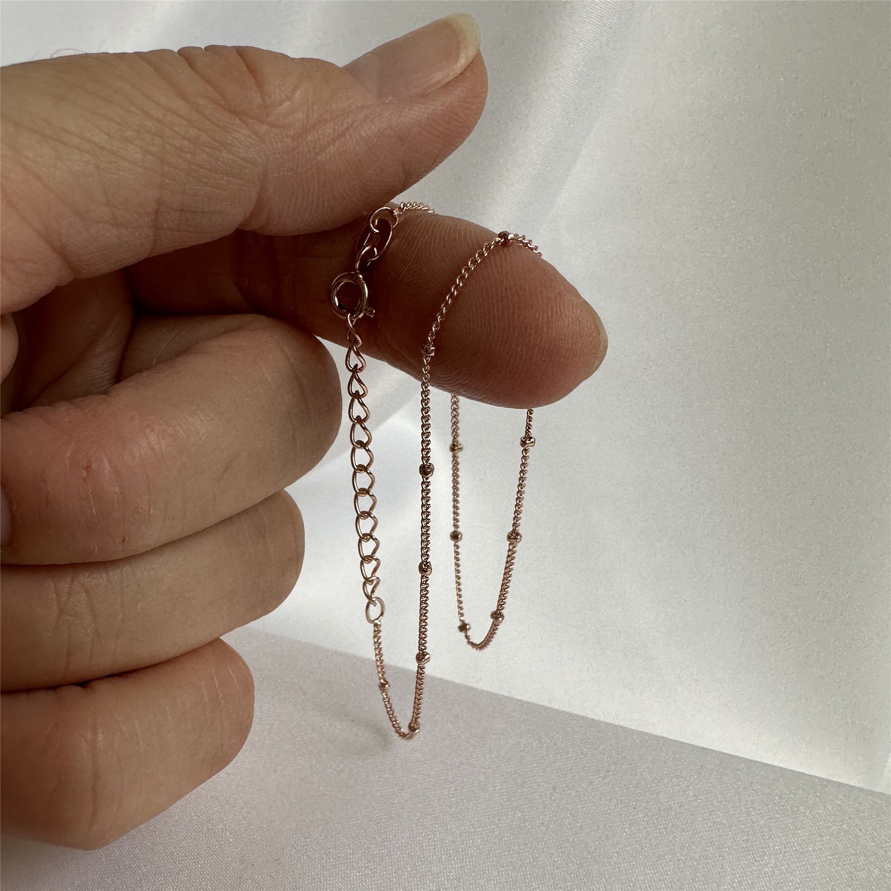 Rose Gold Plated Sterling Silver Bobble Anklet - 9 + 1.5 Inches